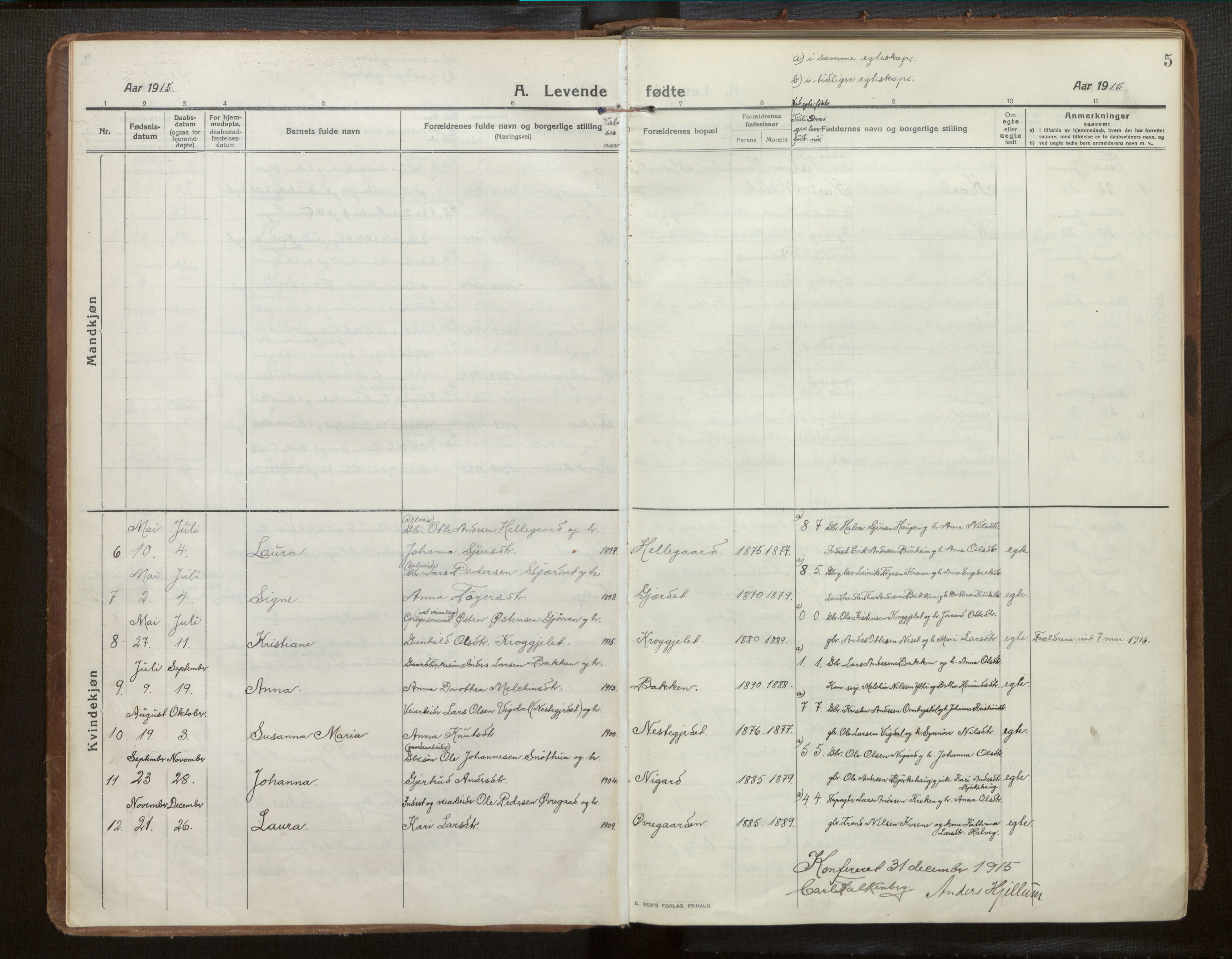 Jostedal sokneprestembete, AV/SAB-A-80601/H/Haa/Haab/L0002: Parish register (official) no. B 2, 1915-1931, p. 5