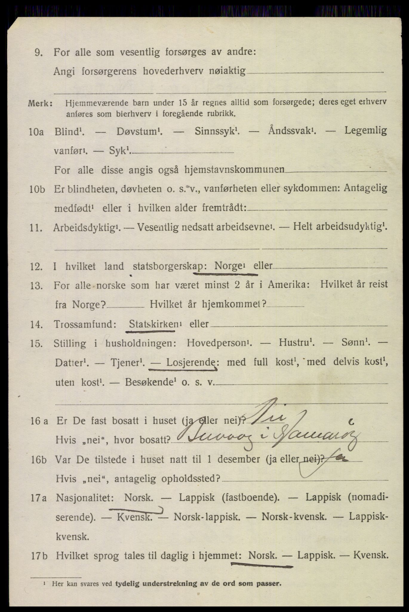 SAT, 1920 census for Vågan, 1920, p. 8096