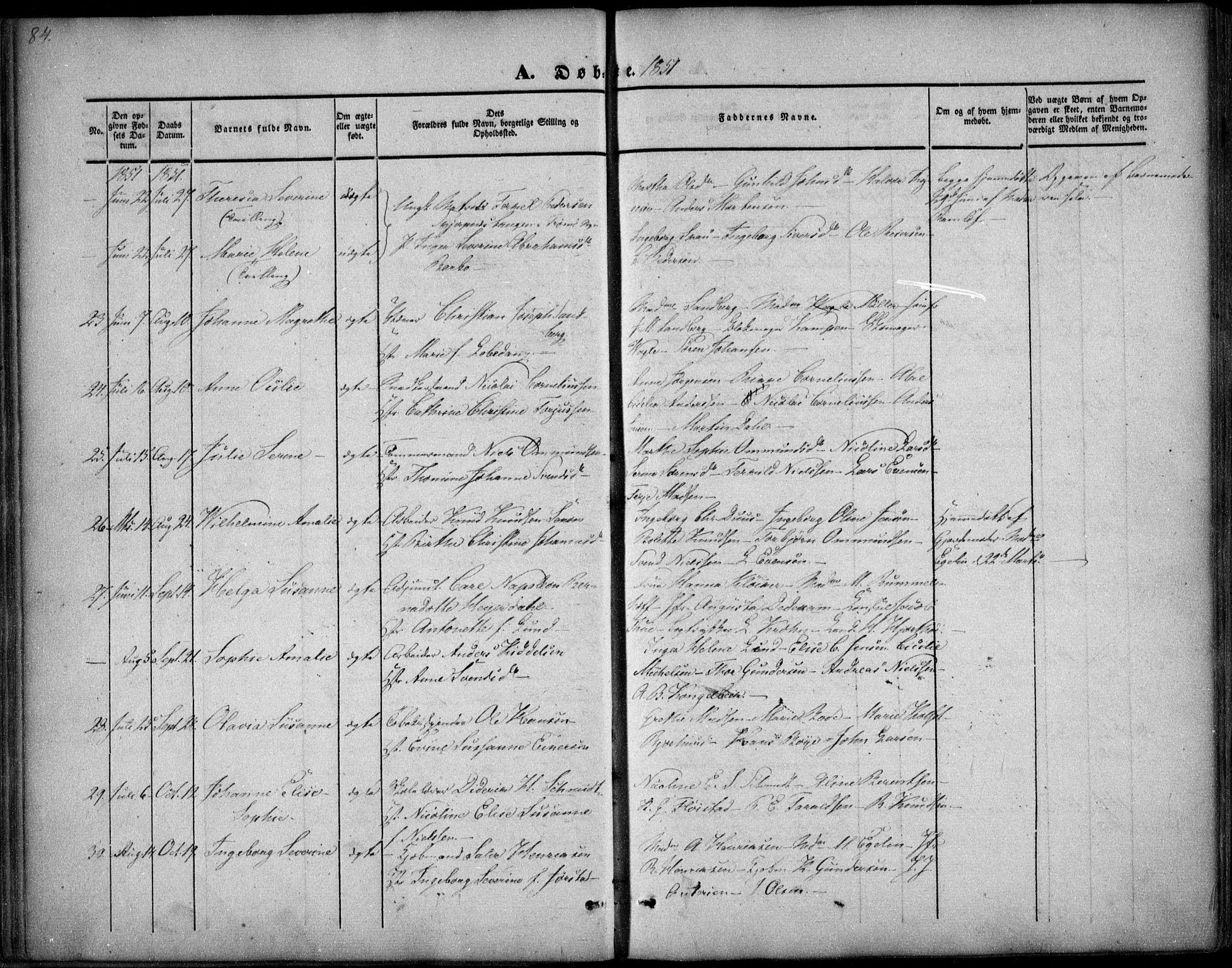 Arendal sokneprestkontor, Trefoldighet, AV/SAK-1111-0040/F/Fa/L0005: Parish register (official) no. A 5, 1838-1854, p. 84