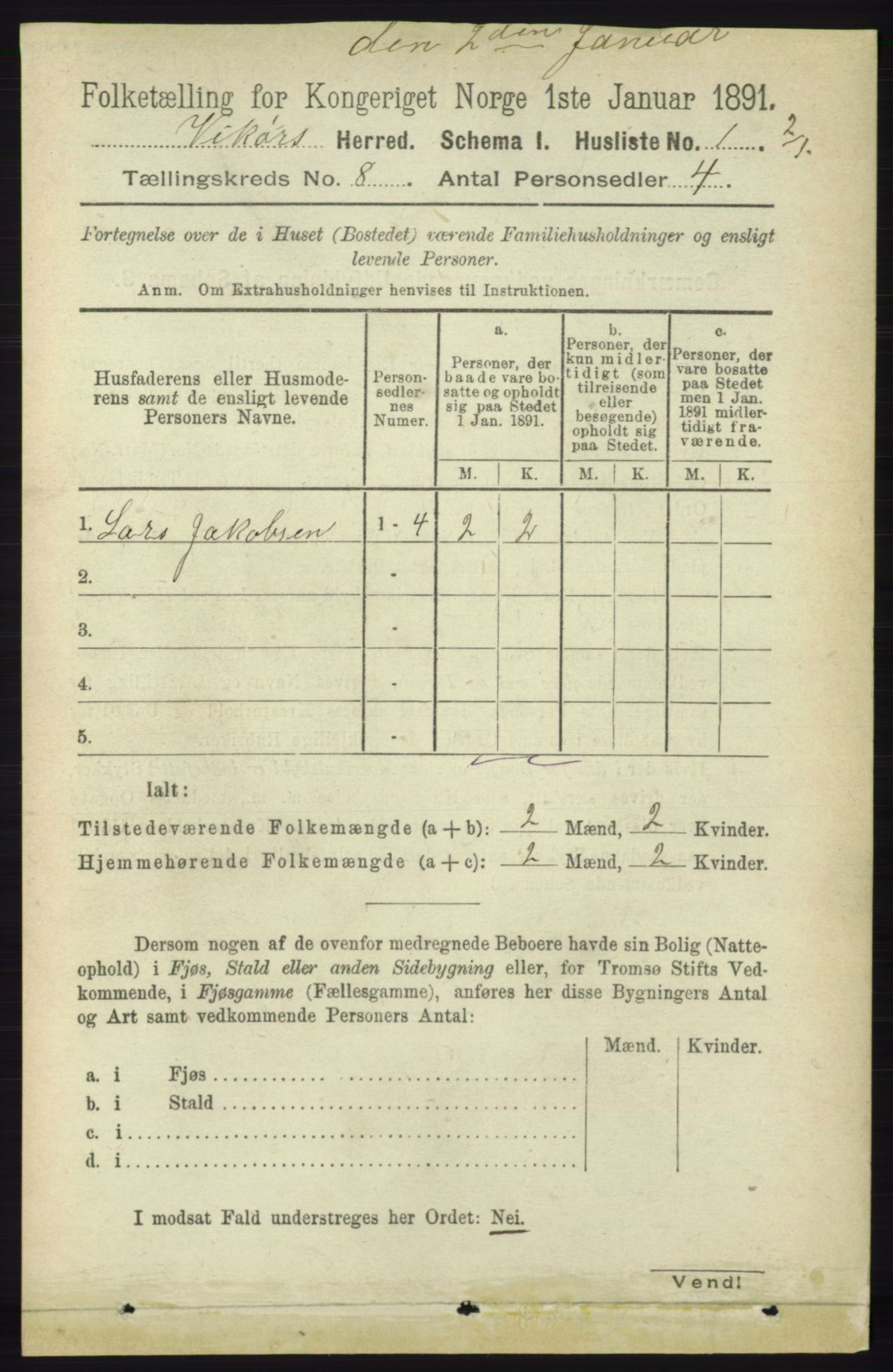 RA, 1891 census for 1238 Vikør, 1891, p. 2276