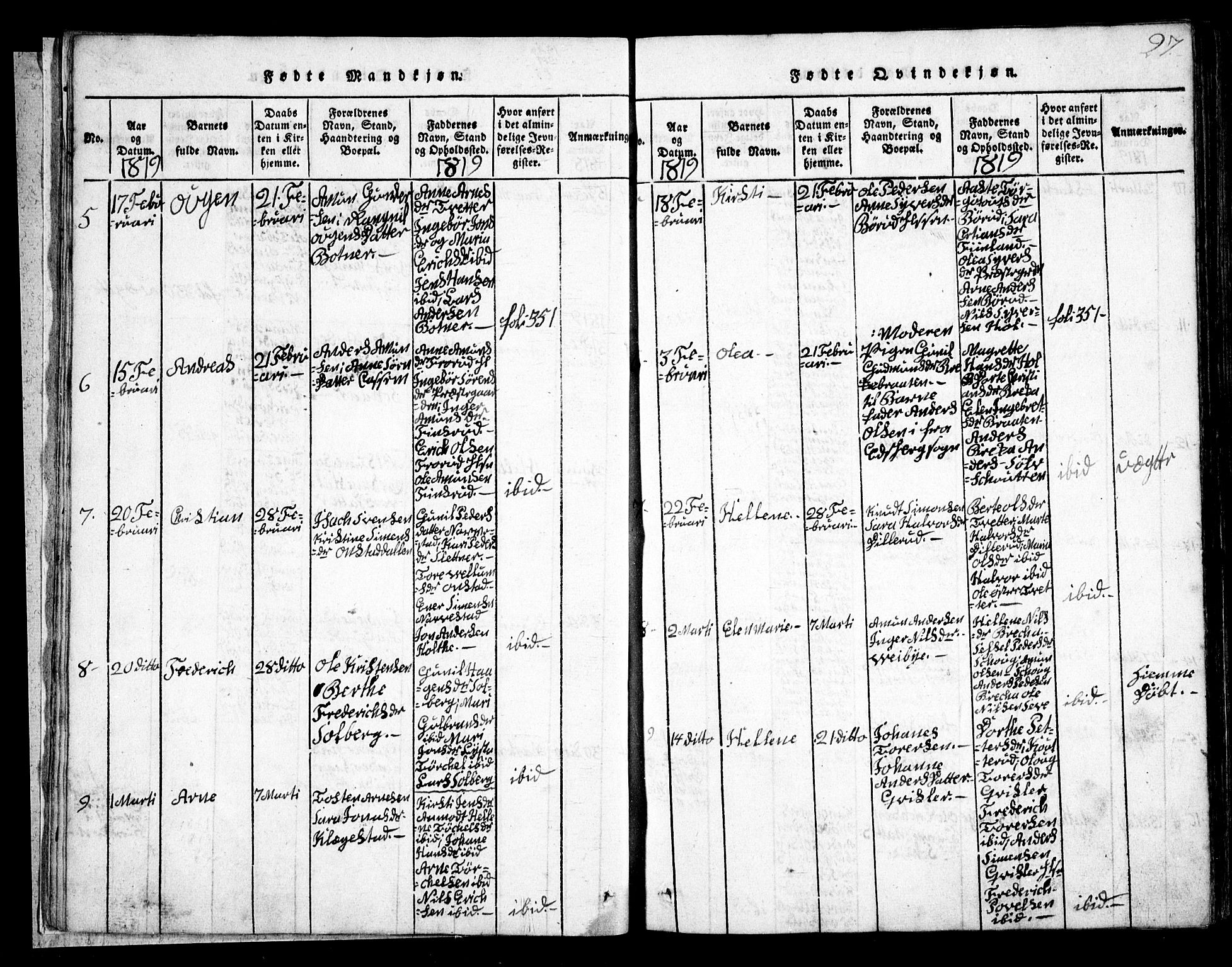 Skiptvet prestekontor Kirkebøker, SAO/A-20009/G/Ga/L0001: Parish register (copy) no. 1, 1815-1838, p. 27