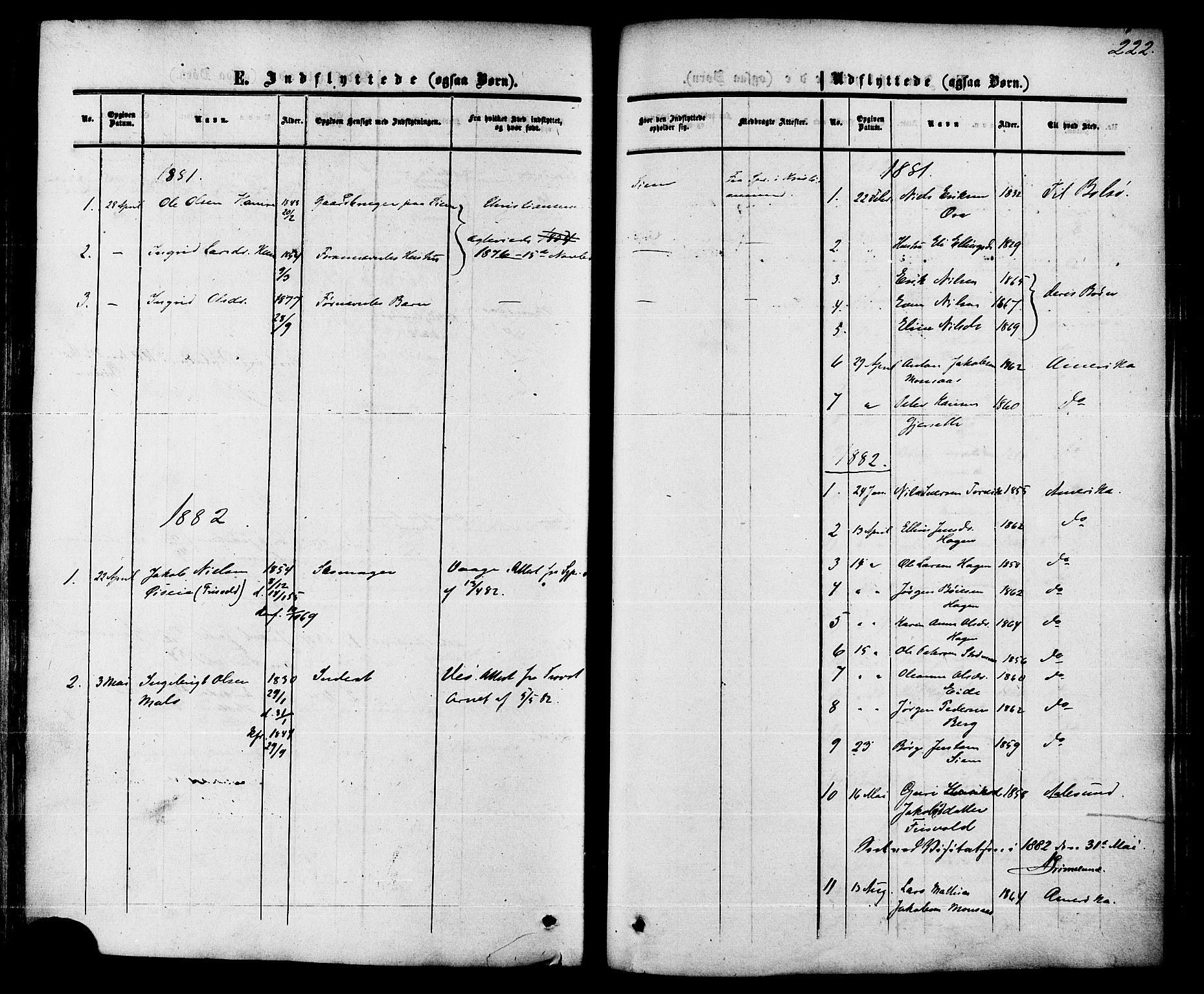 Ministerialprotokoller, klokkerbøker og fødselsregistre - Møre og Romsdal, AV/SAT-A-1454/542/L0552: Parish register (official) no. 542A02, 1854-1884, p. 222