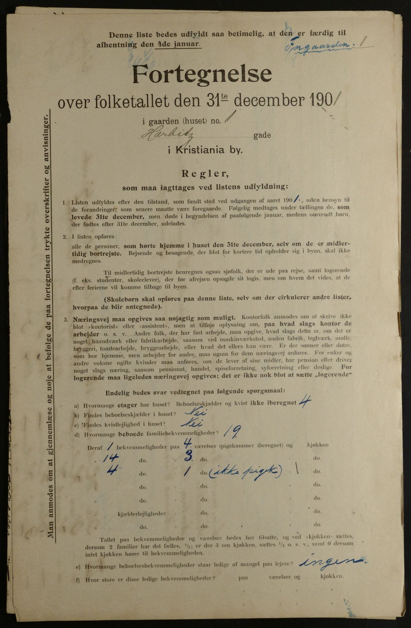 OBA, Municipal Census 1901 for Kristiania, 1901, p. 12431