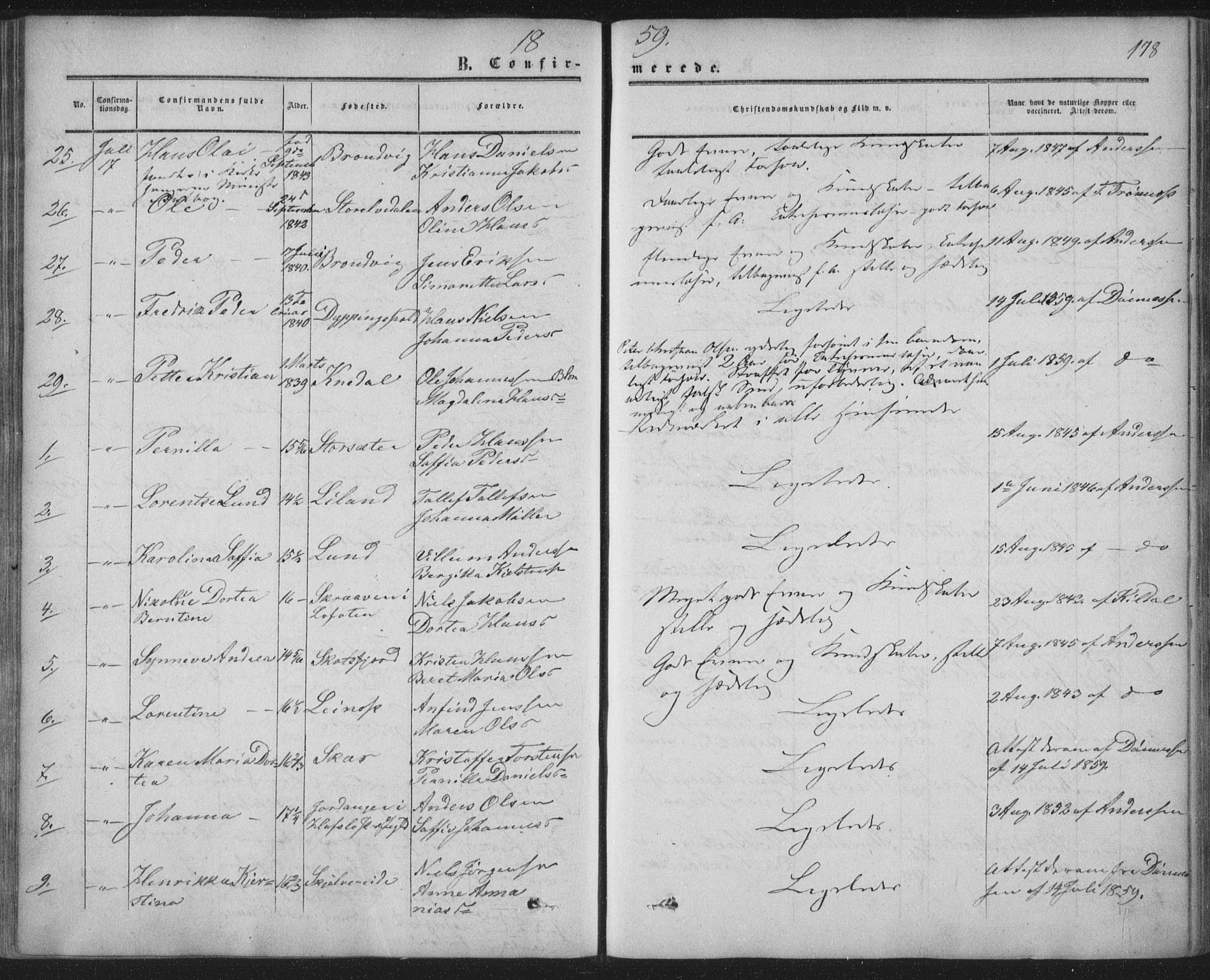 Ministerialprotokoller, klokkerbøker og fødselsregistre - Nordland, AV/SAT-A-1459/855/L0800: Parish register (official) no. 855A08, 1852-1864, p. 178