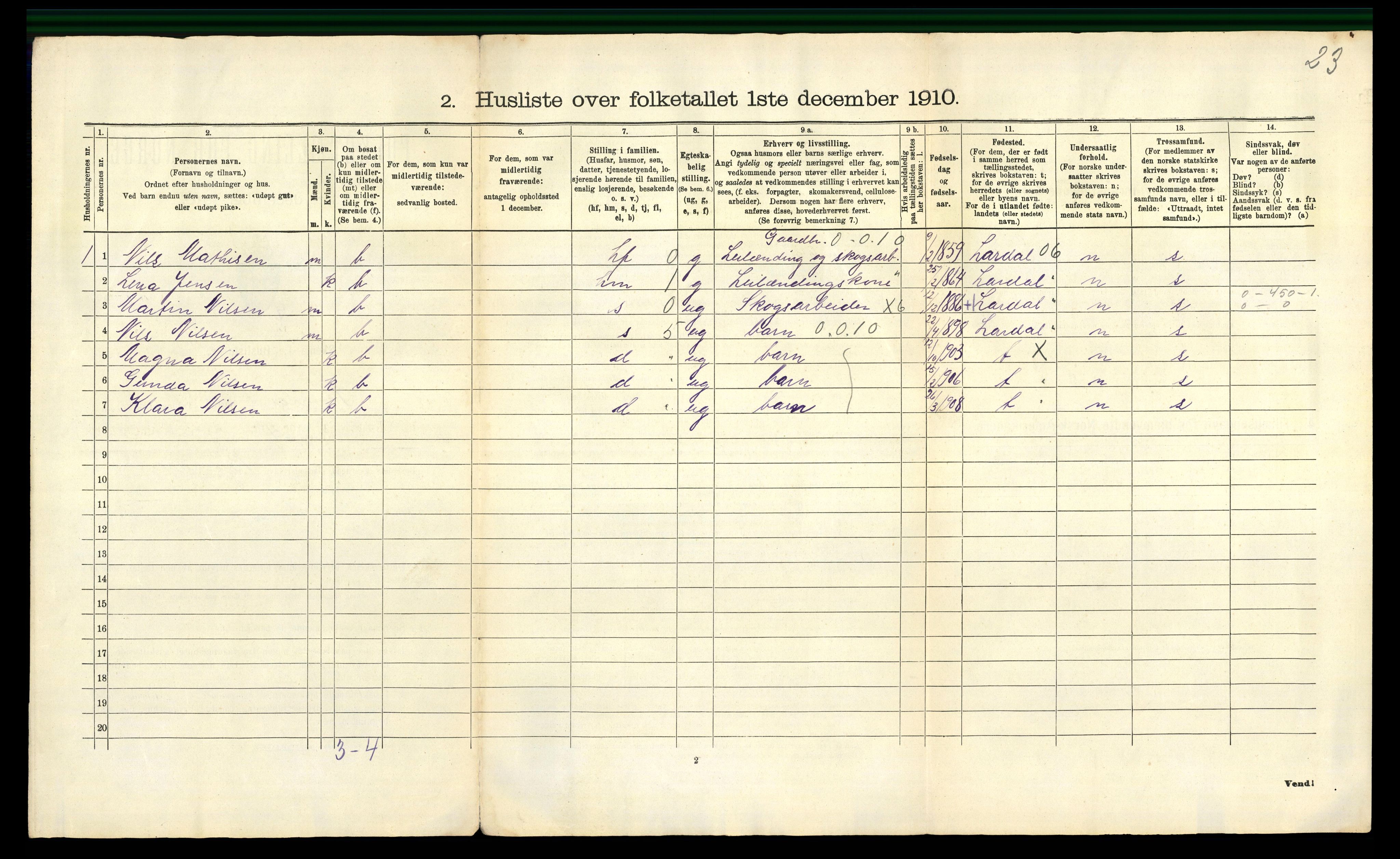 RA, 1910 census for Slemdal, 1910, p. 30