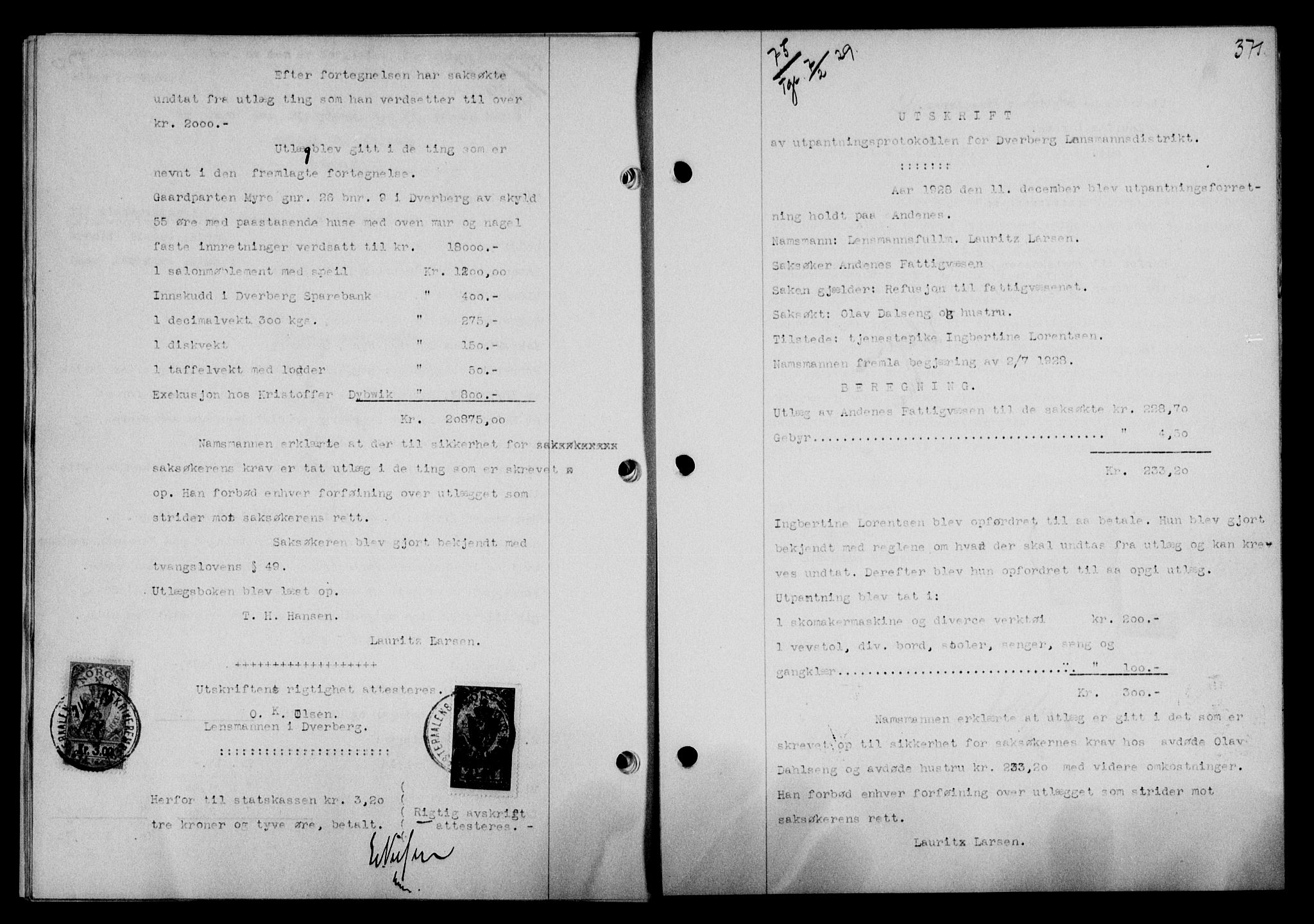 Vesterålen sorenskriveri, SAT/A-4180/1/2/2Ca/L0047: Mortgage book no. 40, 1928-1929, Deed date: 07.02.1929