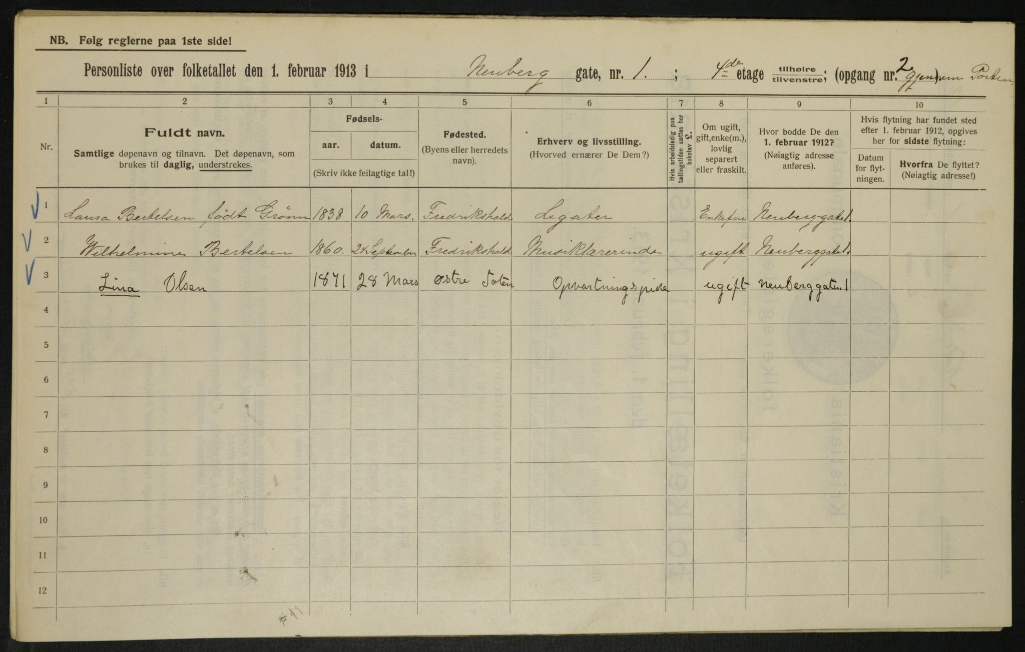 OBA, Municipal Census 1913 for Kristiania, 1913, p. 69593