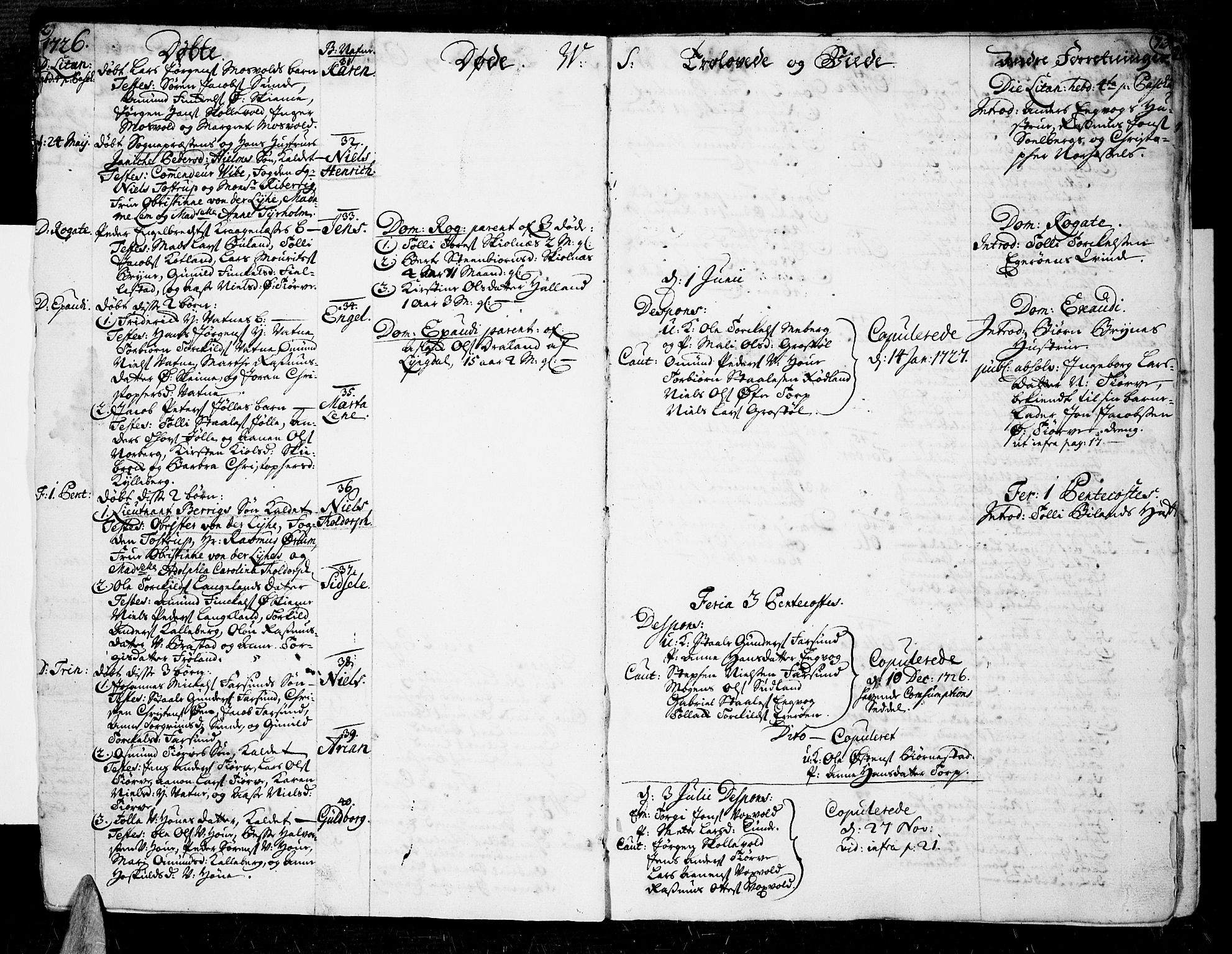 Lista sokneprestkontor, AV/SAK-1111-0027/F/Fa/L0002: Parish register (official) no. A 2 /1, 1726-1742, p. 12-13