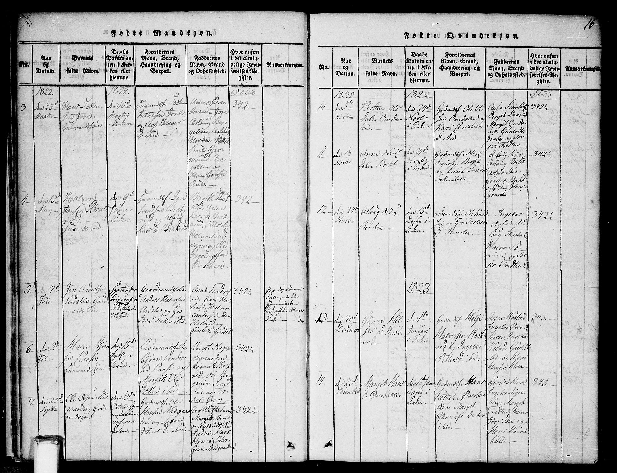 Gransherad kirkebøker, SAKO/A-267/G/Gb/L0001: Parish register (copy) no. II 1, 1815-1860, p. 16