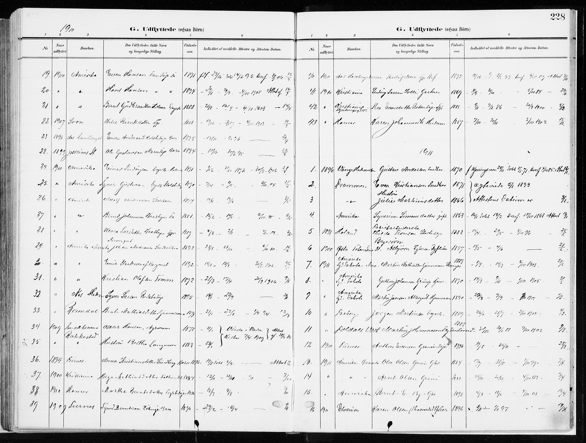 Ringsaker prestekontor, SAH/PREST-014/K/Ka/L0019: Parish register (official) no. 19, 1905-1920, p. 228
