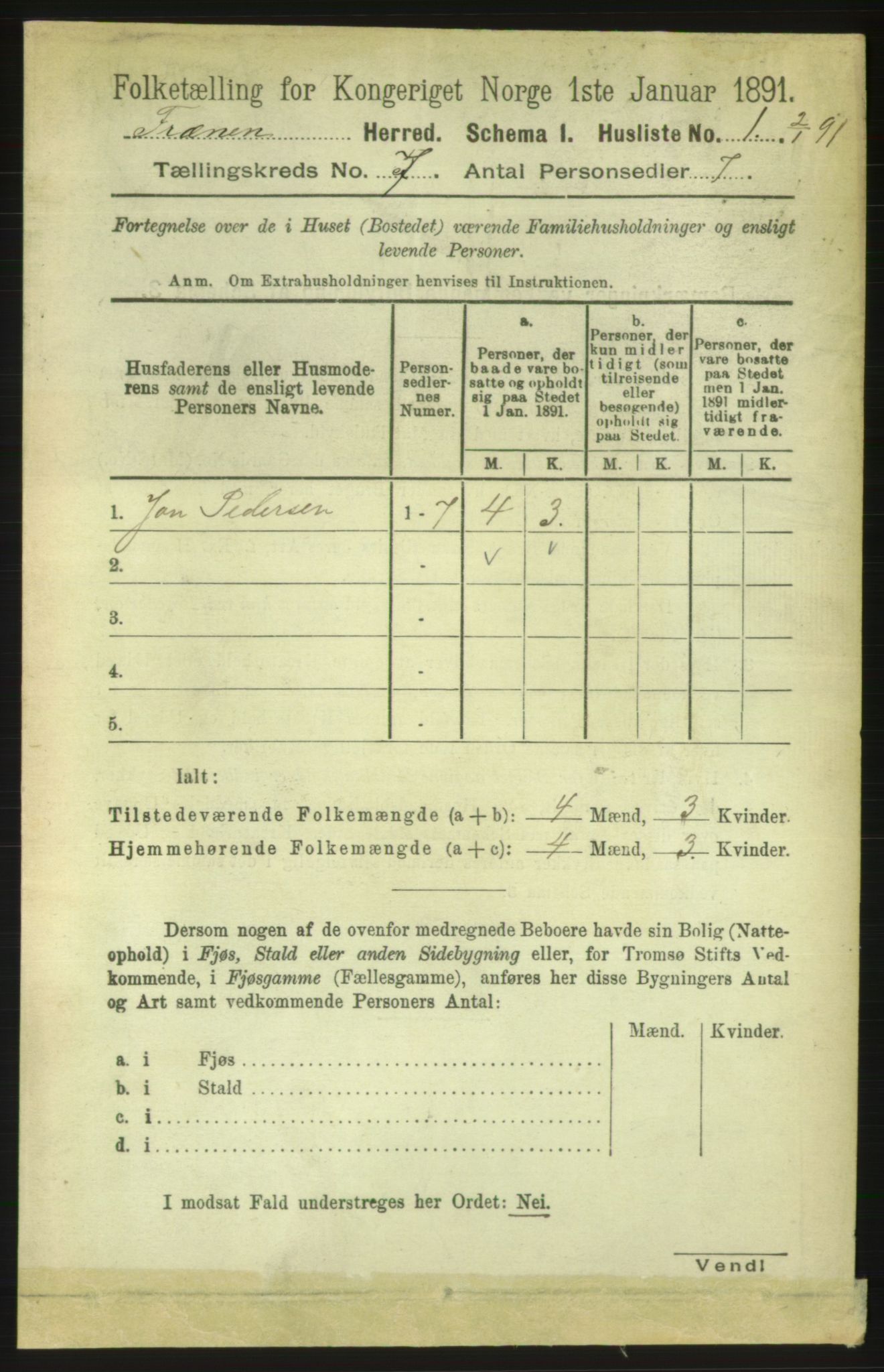 RA, 1891 census for 1548 Fræna, 1891, p. 2286