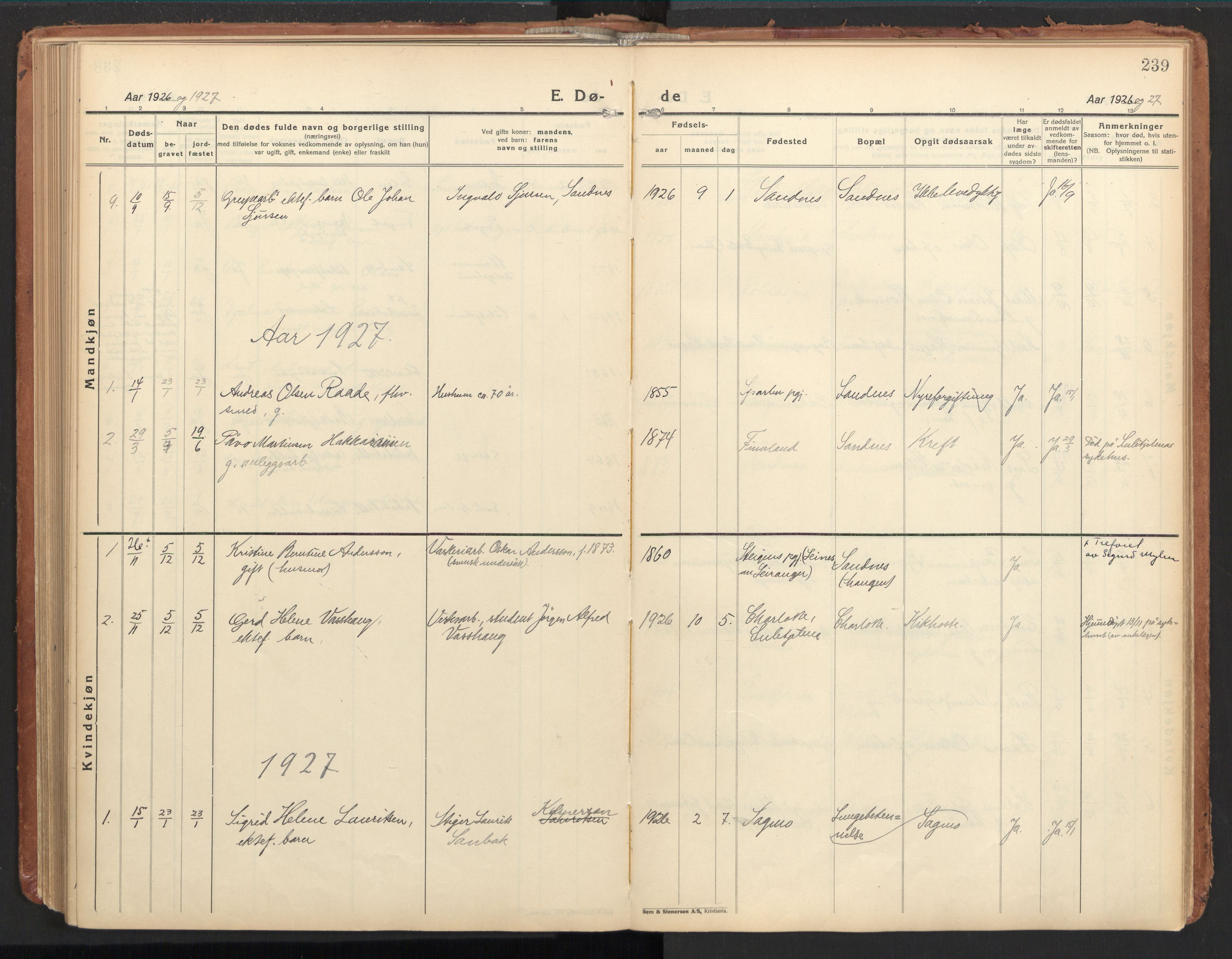Ministerialprotokoller, klokkerbøker og fødselsregistre - Nordland, SAT/A-1459/850/L0716: Curate's parish register no. 850B06, 1924-1938, p. 239