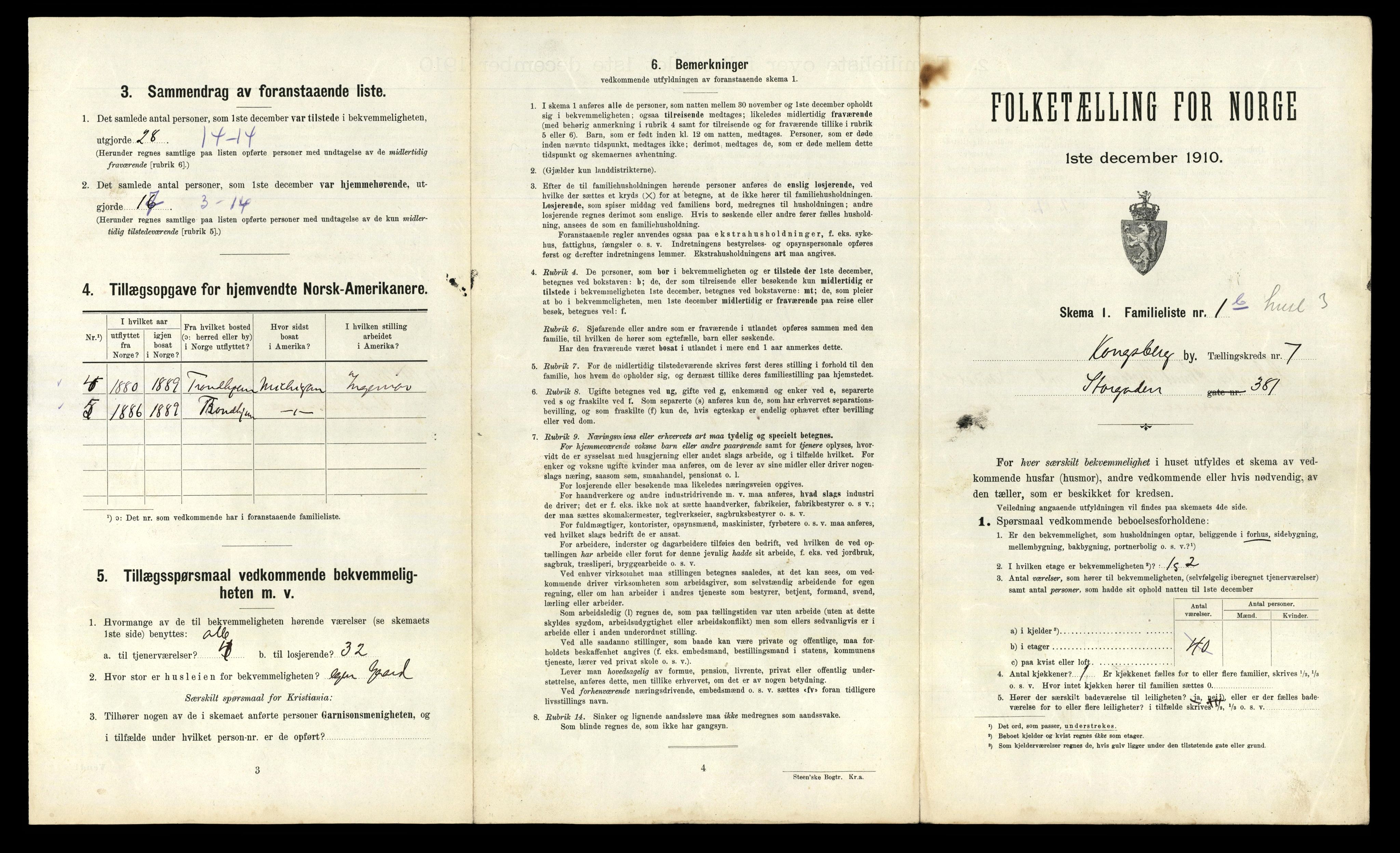 RA, 1910 census for Kongsberg, 1910, p. 3270