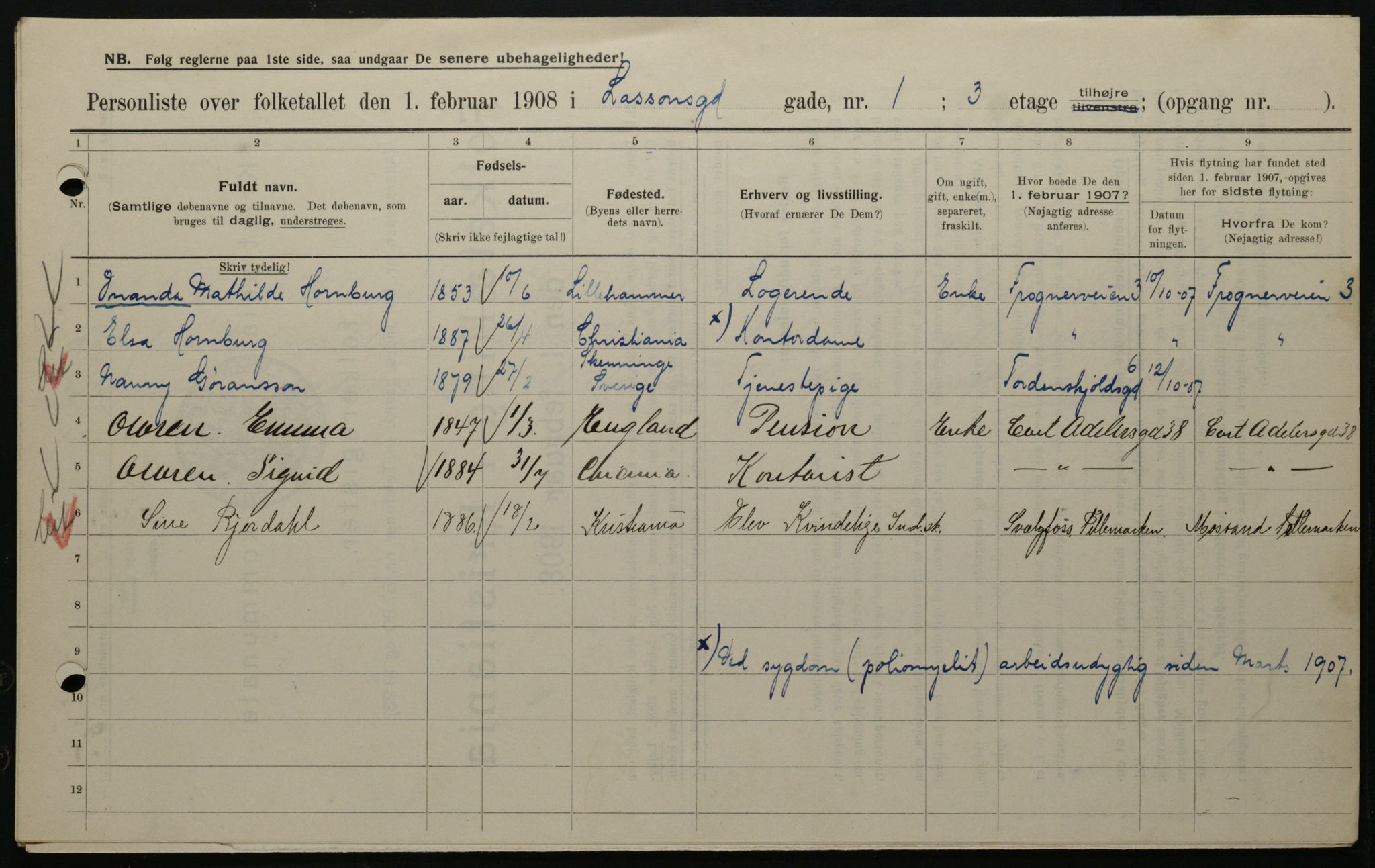 OBA, Municipal Census 1908 for Kristiania, 1908, p. 51329