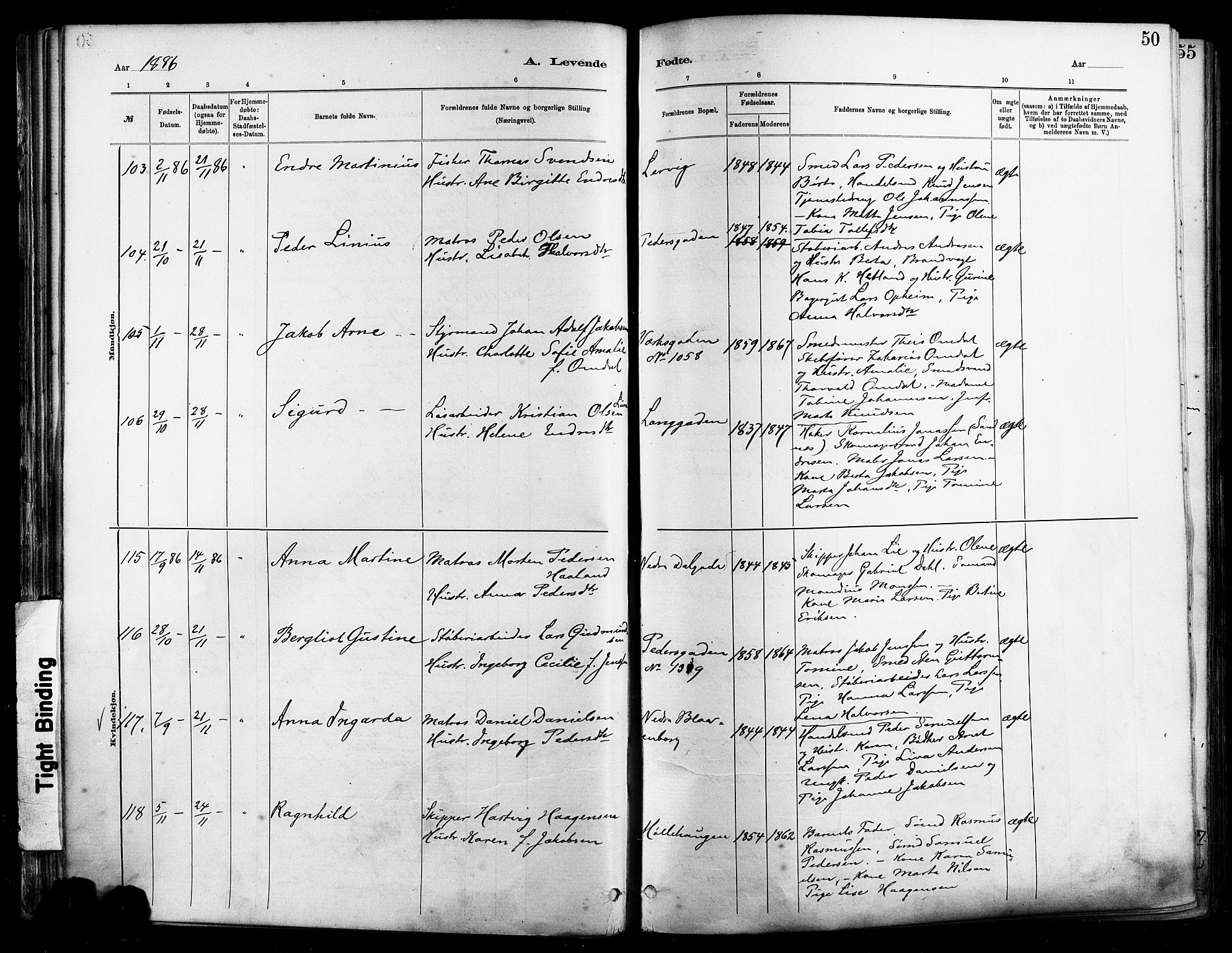 St. Johannes sokneprestkontor, AV/SAST-A-101814/001/30/30BA/L0001: Parish register (official) no. A 1, 1885-1891, p. 50