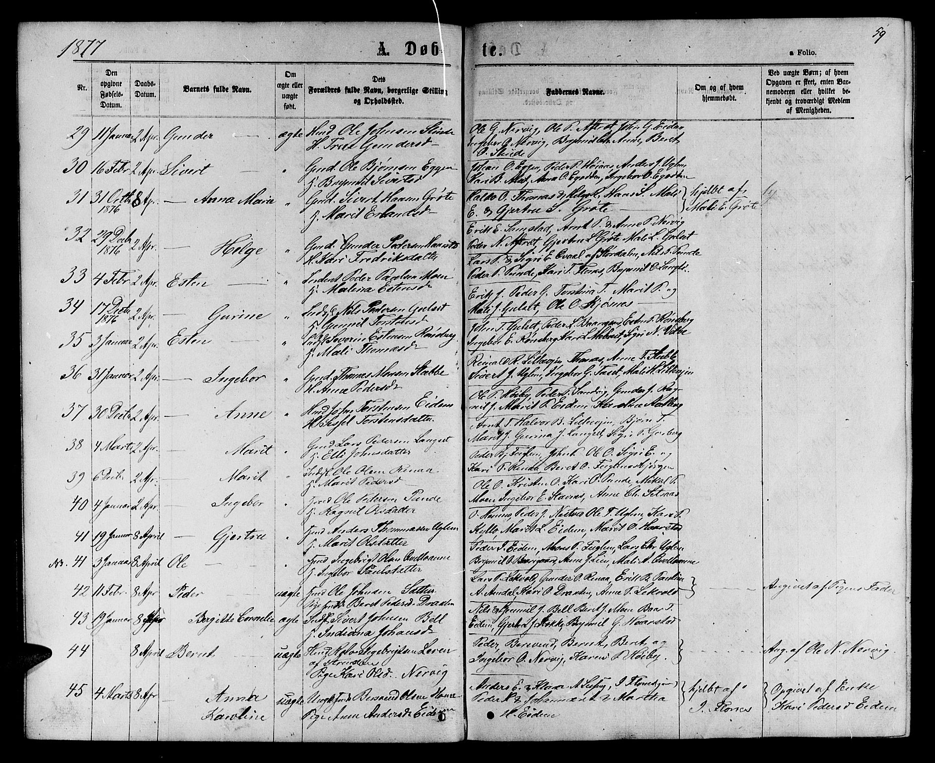 Ministerialprotokoller, klokkerbøker og fødselsregistre - Sør-Trøndelag, AV/SAT-A-1456/695/L1156: Parish register (copy) no. 695C07, 1869-1888, p. 59