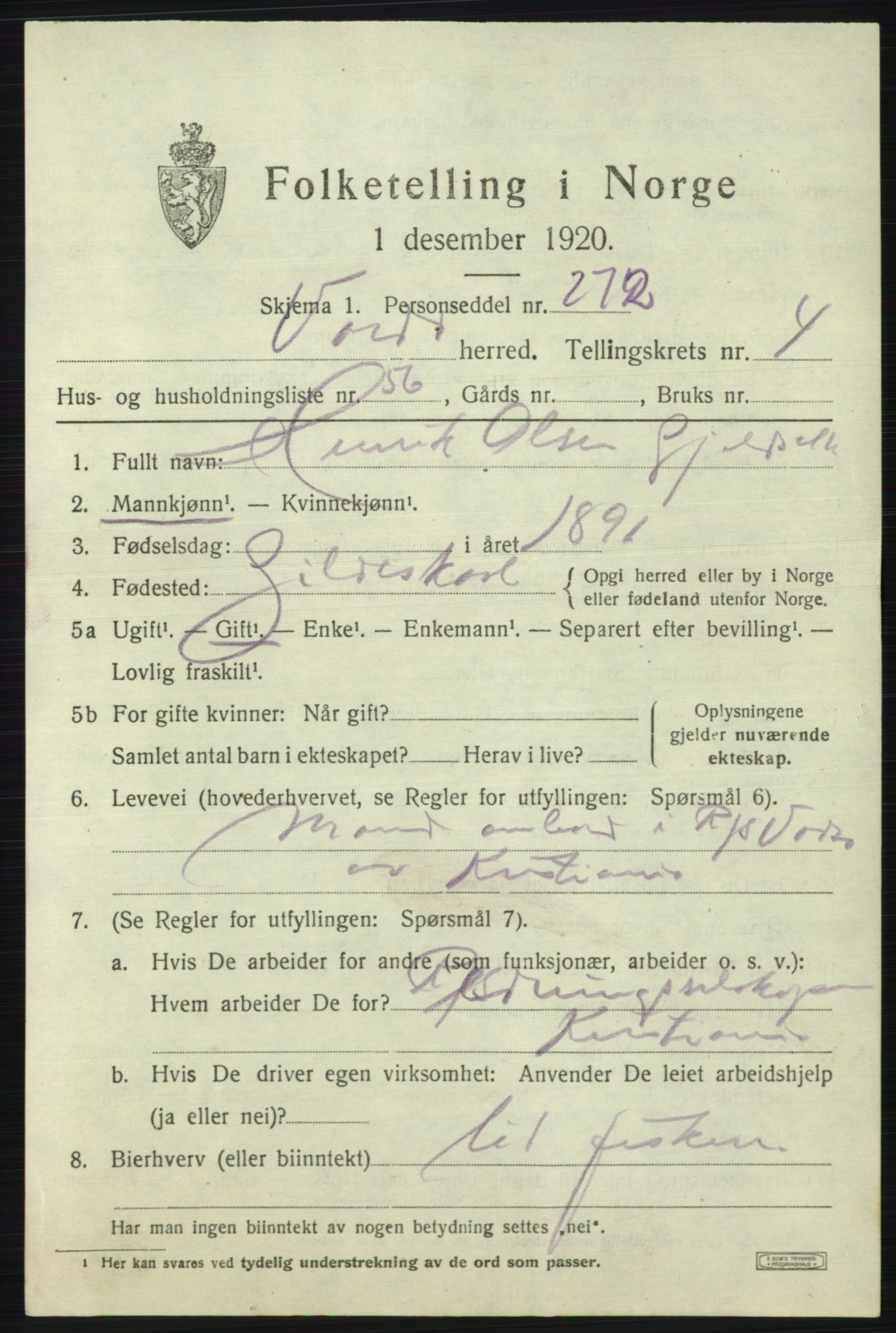 SATØ, 1920 census for Vardø rural district, 1920, p. 2572