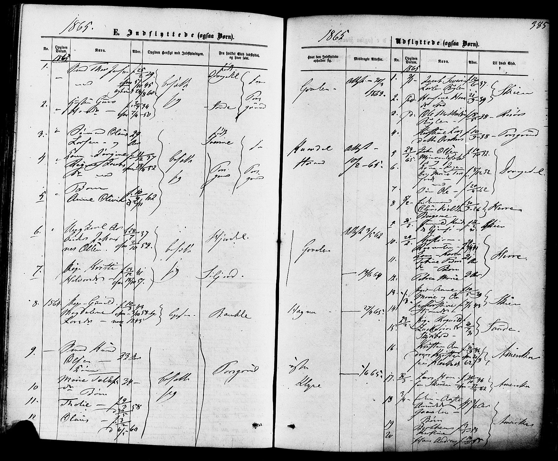 Solum kirkebøker, SAKO/A-306/F/Fa/L0008: Parish register (official) no. I 8, 1865-1876, p. 385