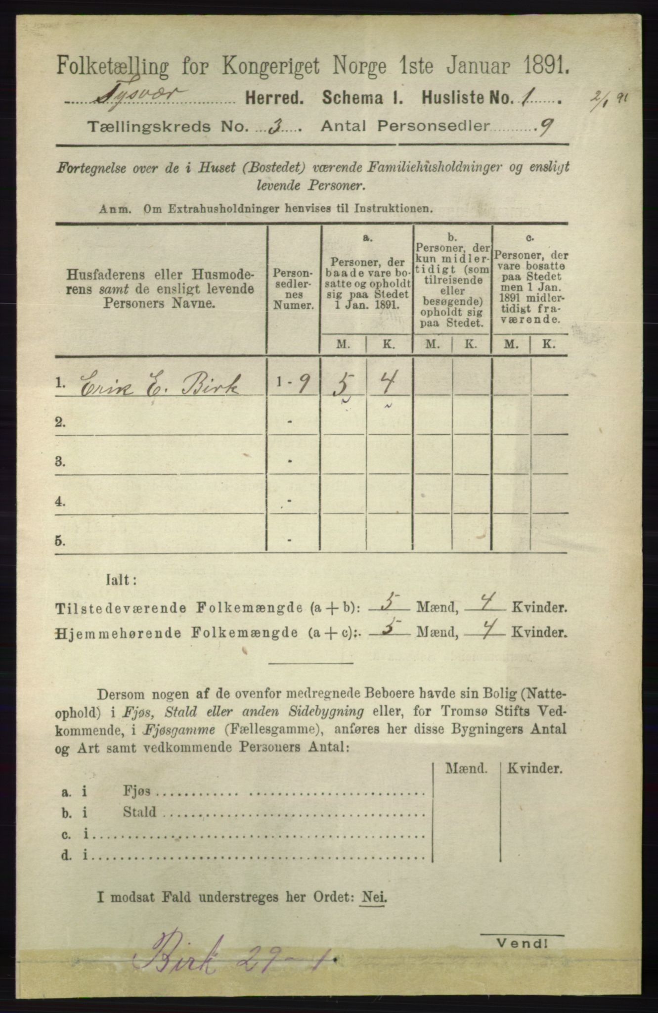 RA, 1891 census for 1146 Tysvær, 1891, p. 1183