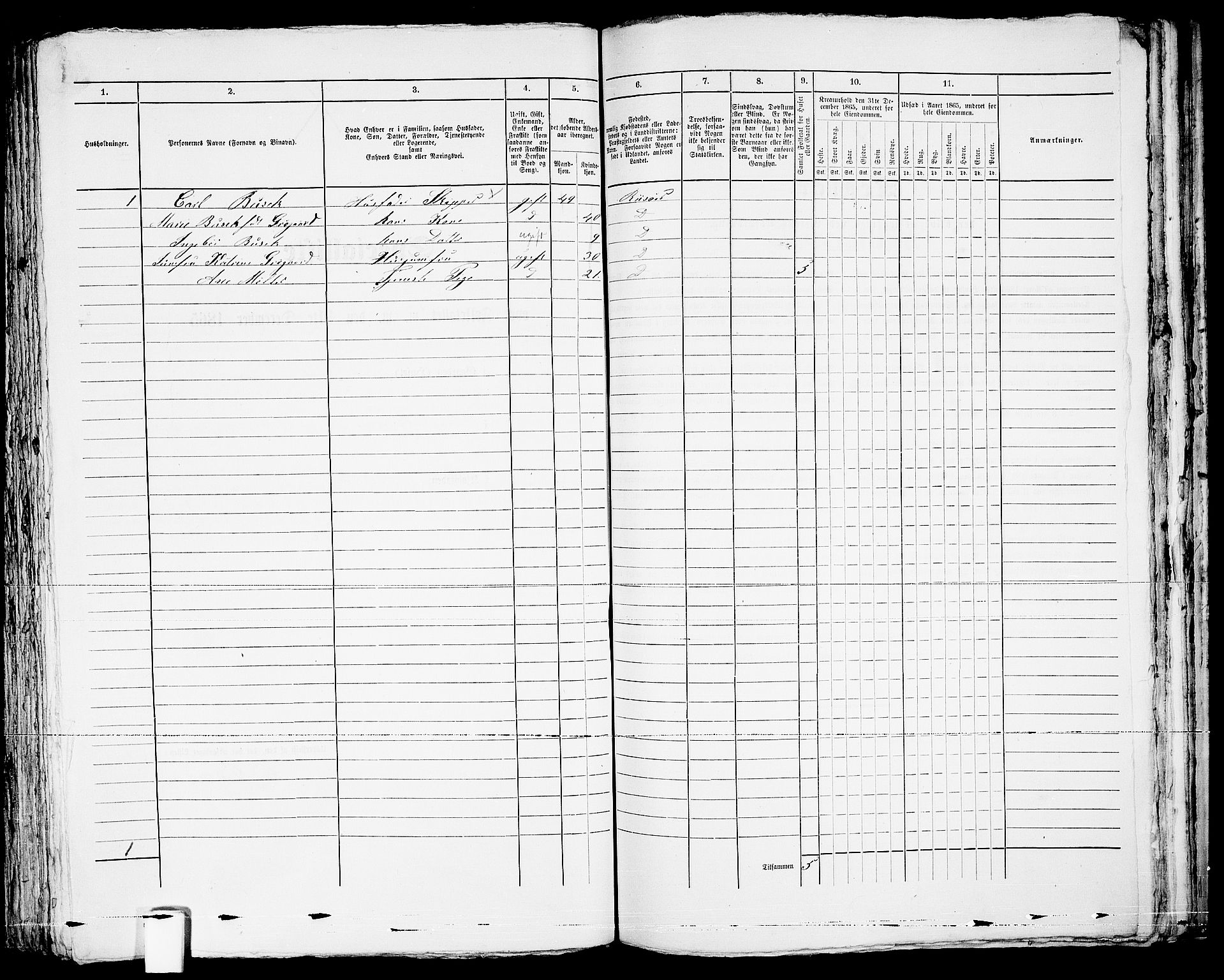 RA, 1865 census for Risør/Risør, 1865, p. 265