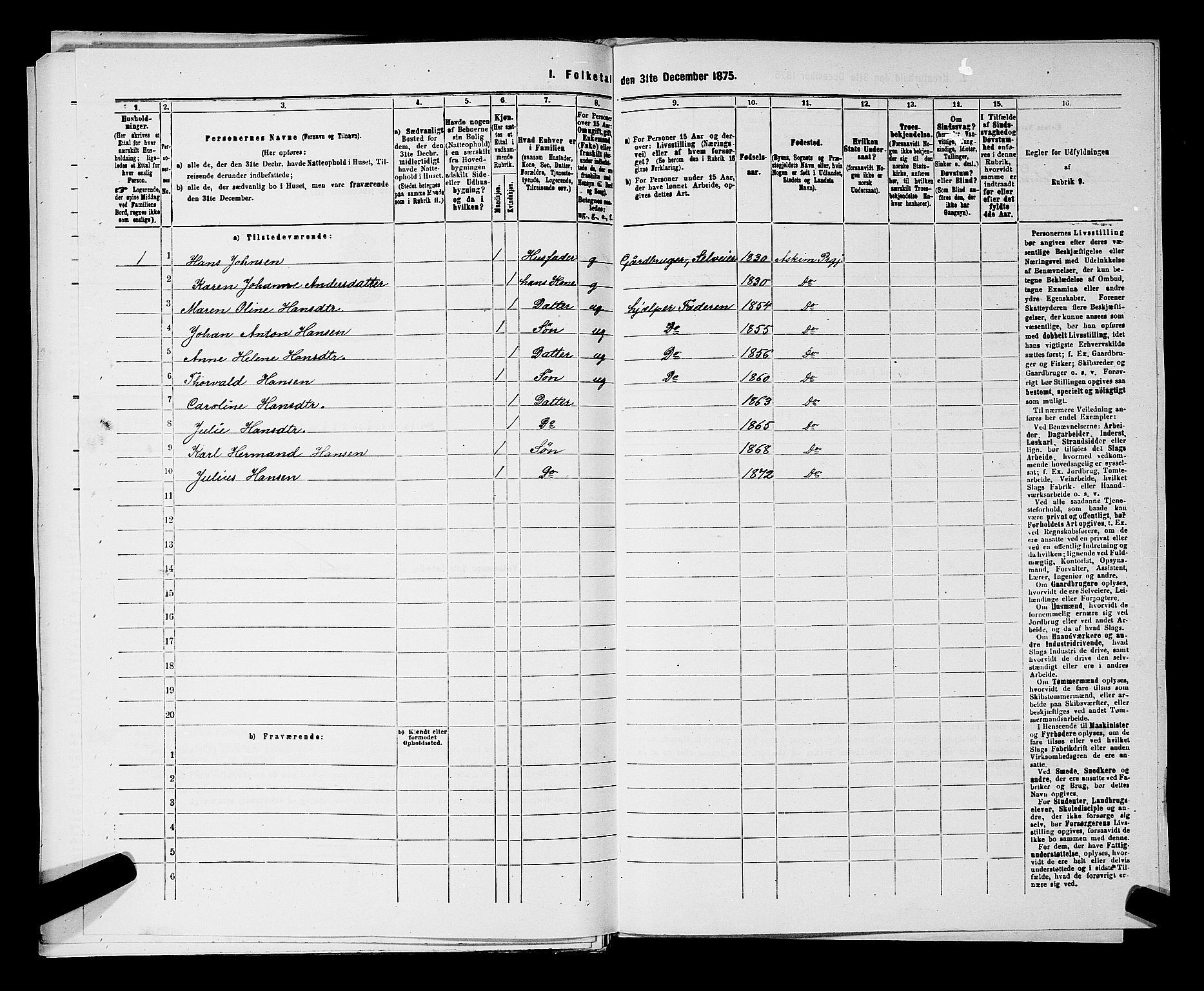 RA, 1875 census for 0124P Askim, 1875, p. 153