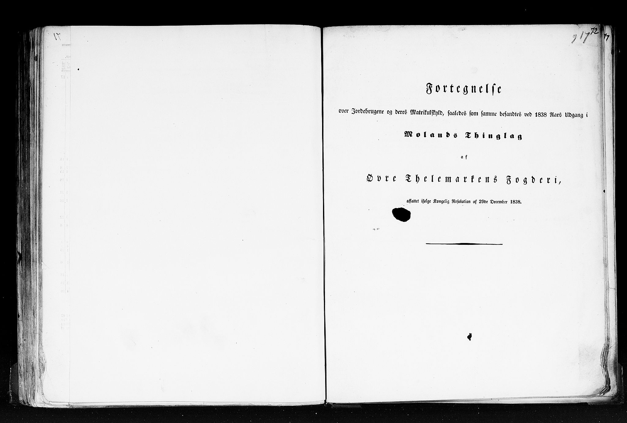 Rygh, RA/PA-0034/F/Fb/L0007: Matrikkelen for 1838 - Bratsberg amt (Telemark fylke), 1838, p. 72a