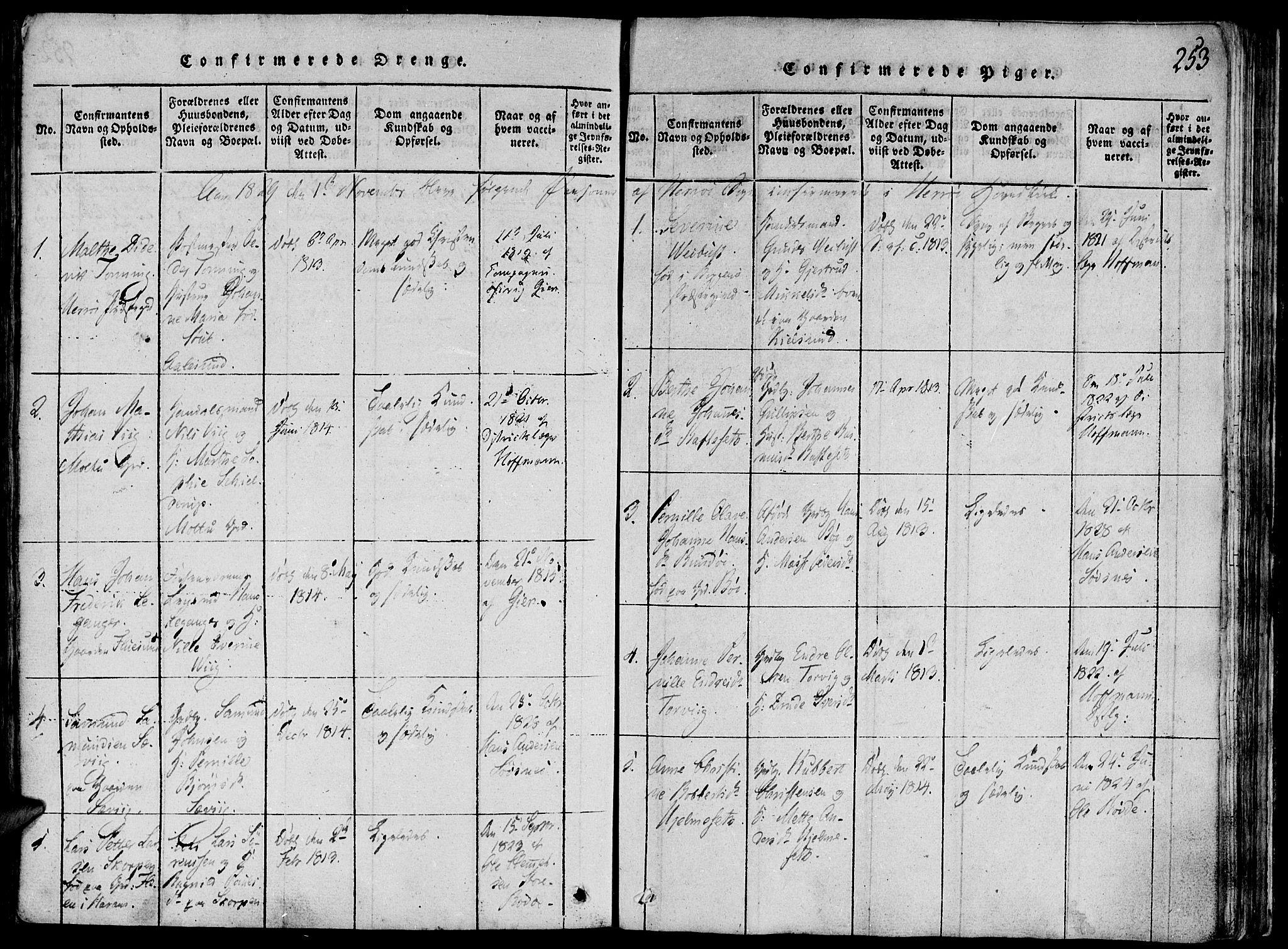 Ministerialprotokoller, klokkerbøker og fødselsregistre - Møre og Romsdal, AV/SAT-A-1454/507/L0069: Parish register (official) no. 507A04, 1816-1841, p. 253