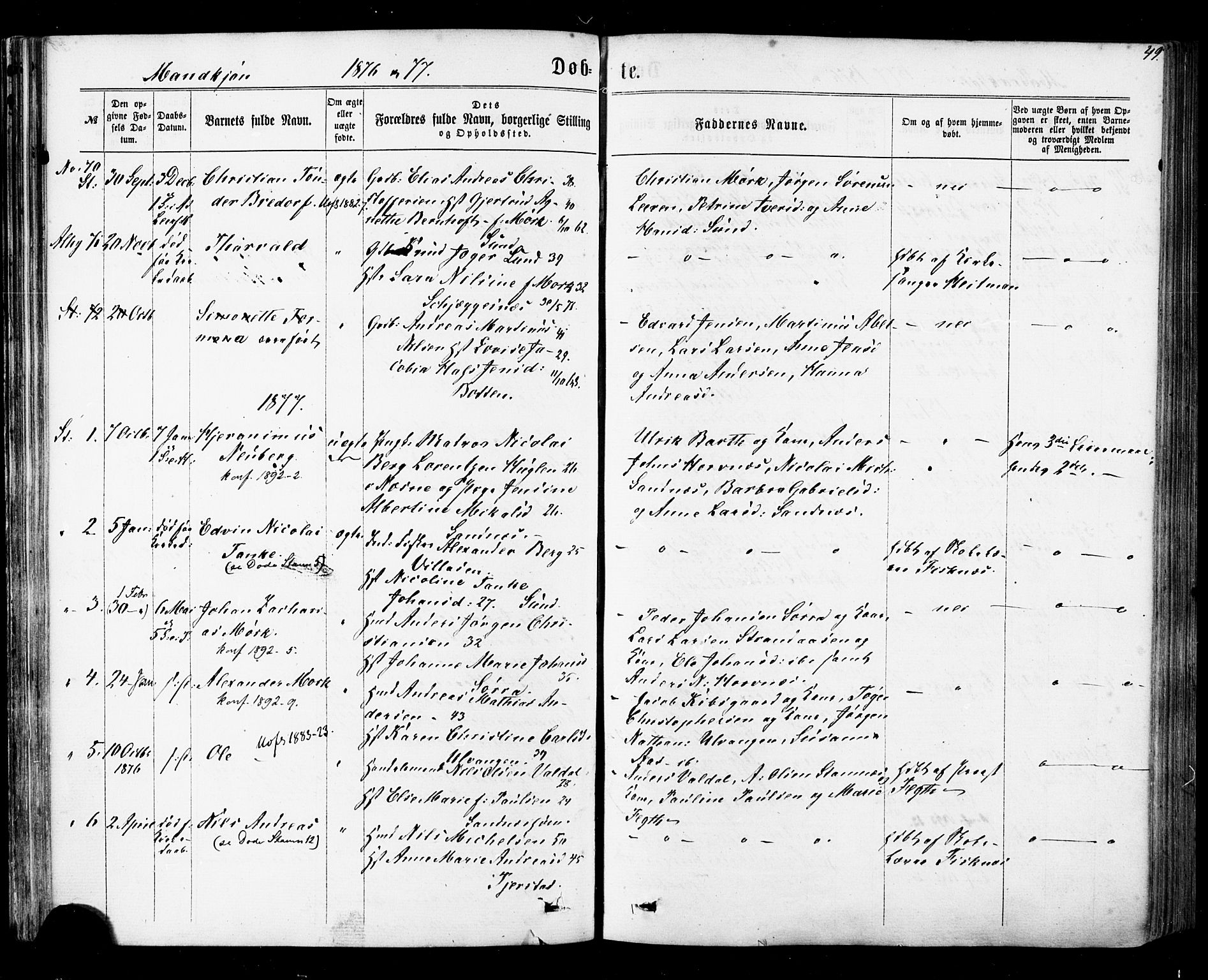 Ministerialprotokoller, klokkerbøker og fødselsregistre - Nordland, AV/SAT-A-1459/830/L0449: Parish register (official) no. 830A13, 1866-1886, p. 49