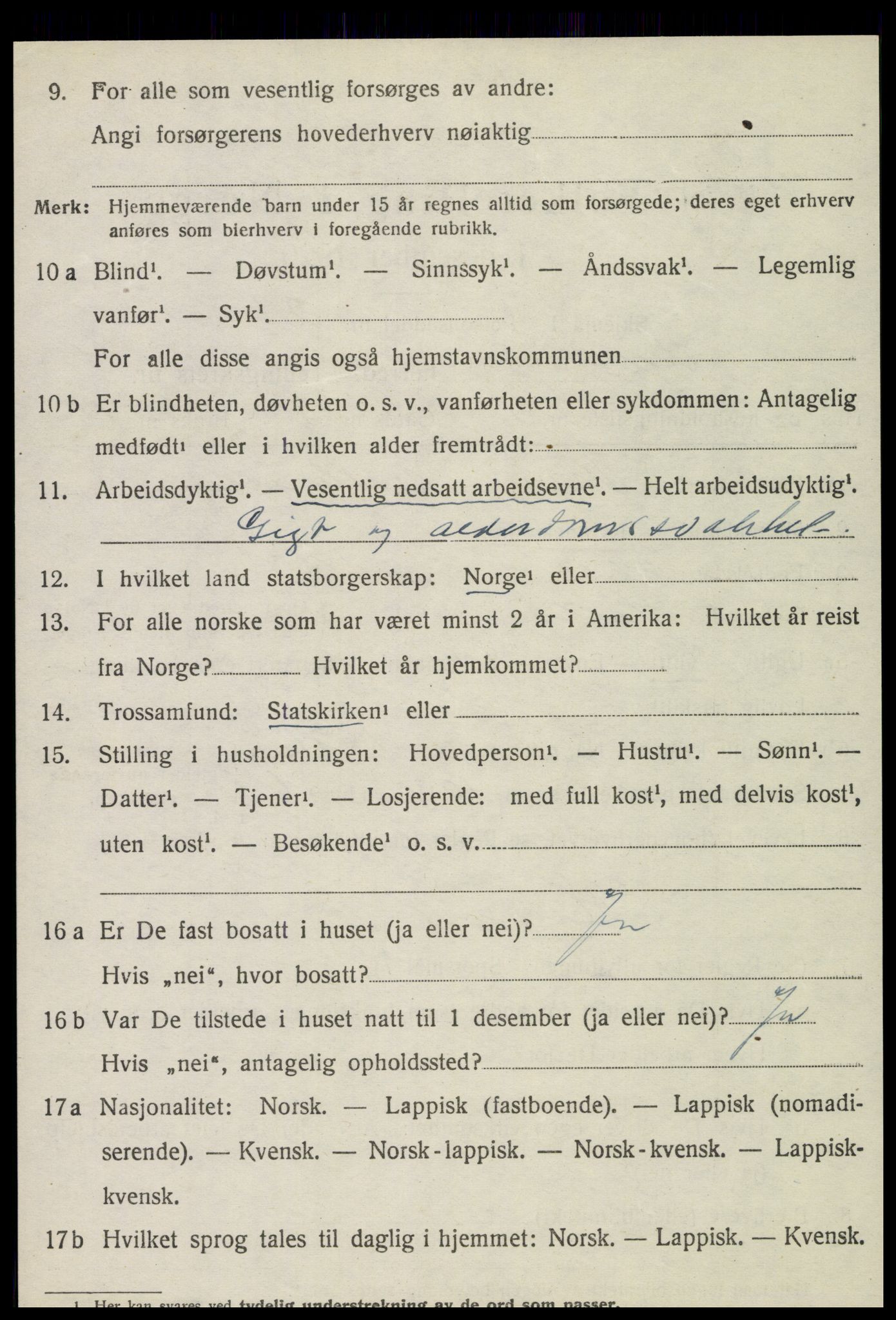 SAT, 1920 census for Vik, 1920, p. 2368