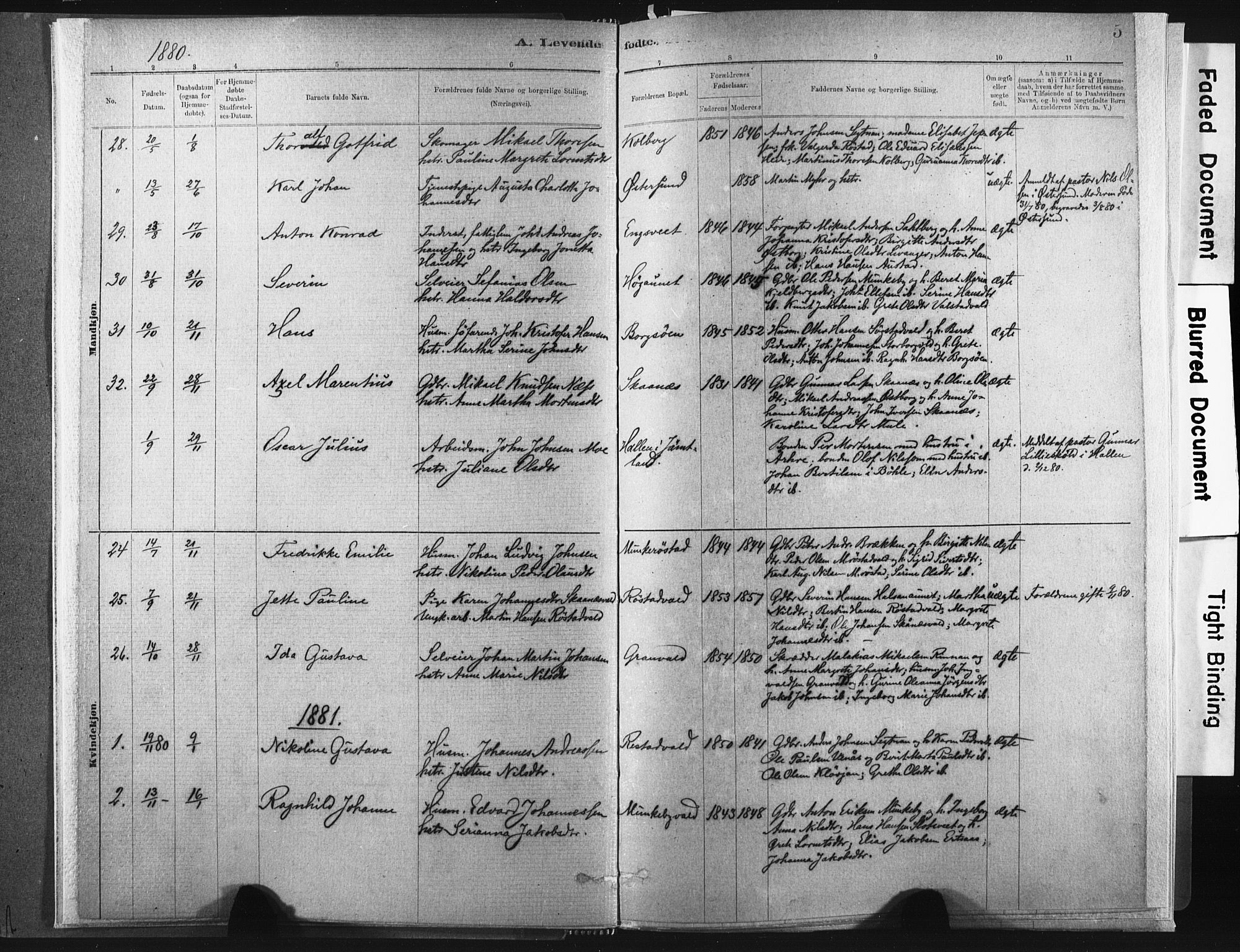 Ministerialprotokoller, klokkerbøker og fødselsregistre - Nord-Trøndelag, SAT/A-1458/721/L0207: Parish register (official) no. 721A02, 1880-1911, p. 5