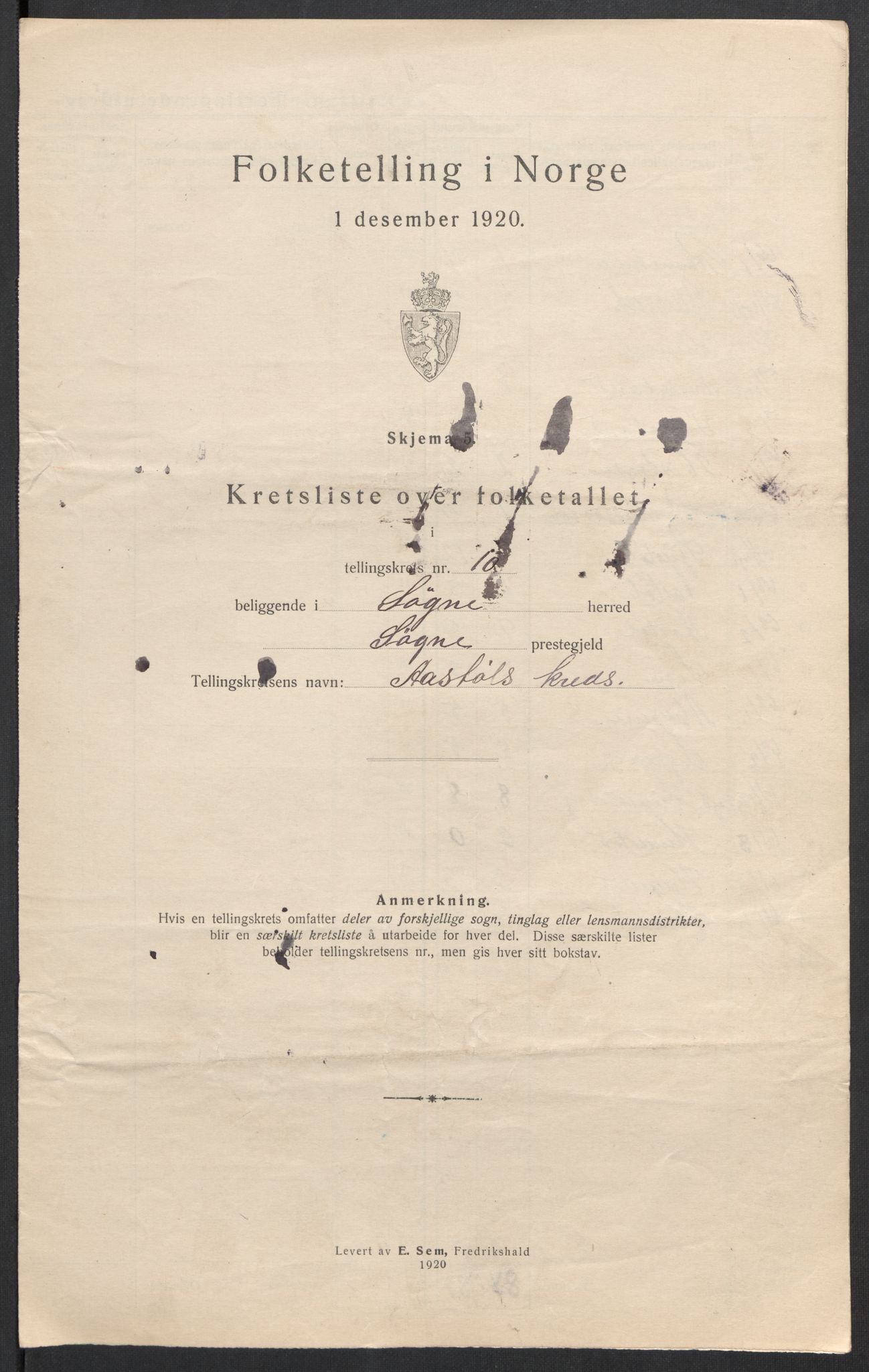 SAK, 1920 census for Søgne, 1920, p. 38