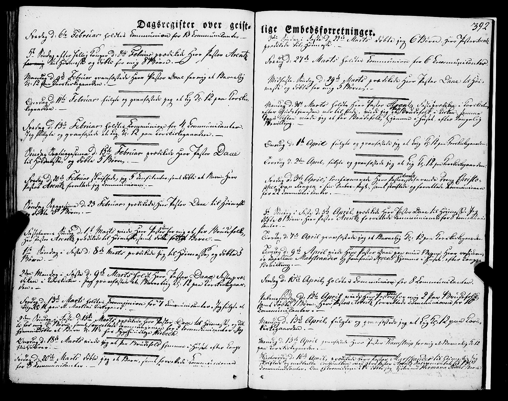 Korskirken sokneprestembete, AV/SAB-A-76101/H/Haa/L0050: Parish register (official) no. F 1, 1821-1869, p. 392