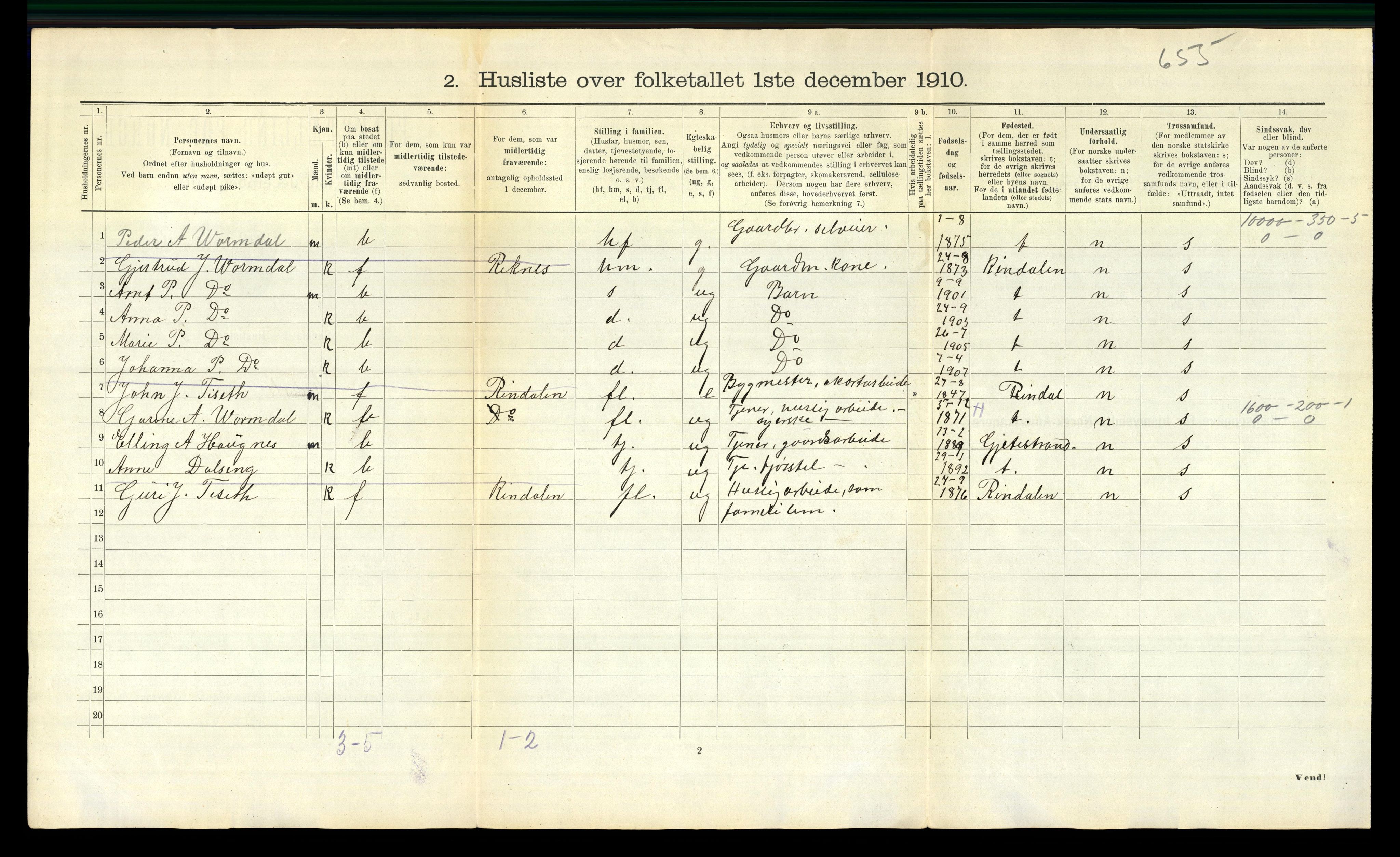 RA, 1910 census for Orkdal, 1910, p. 2160