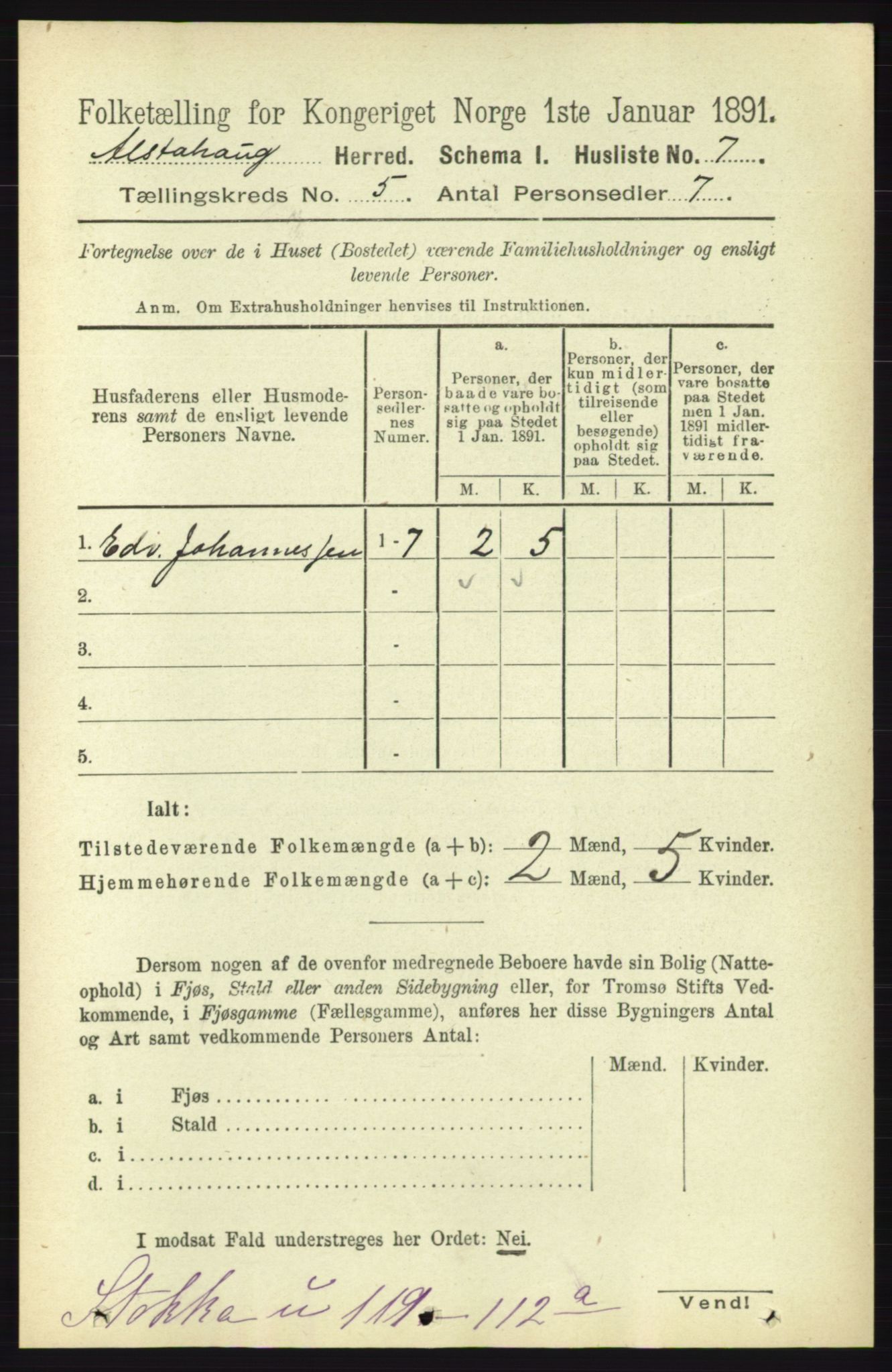 RA, 1891 census for 1820 Alstahaug, 1891, p. 1743