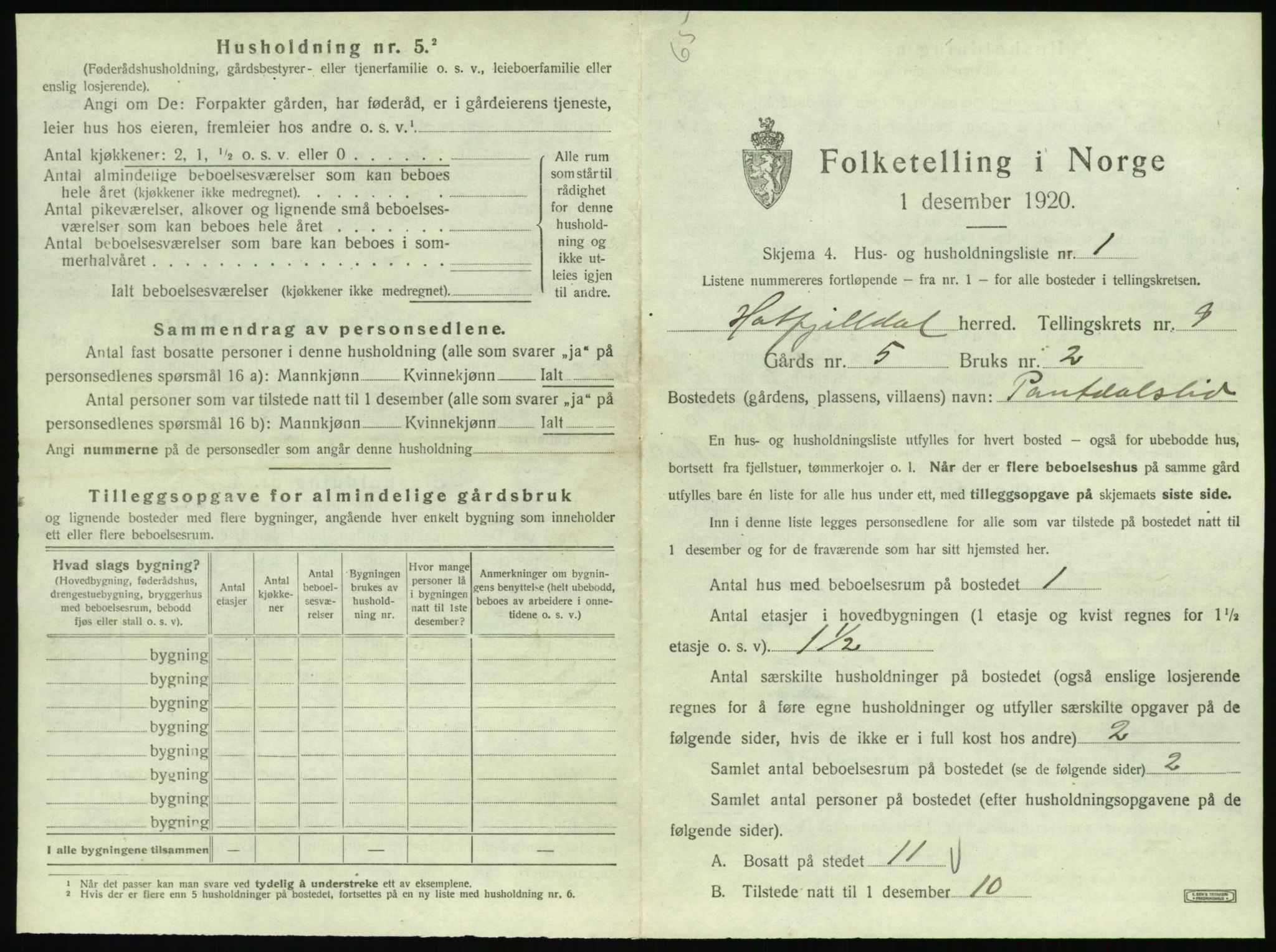 SAT, 1920 census for Hattfjelldal, 1920, p. 280