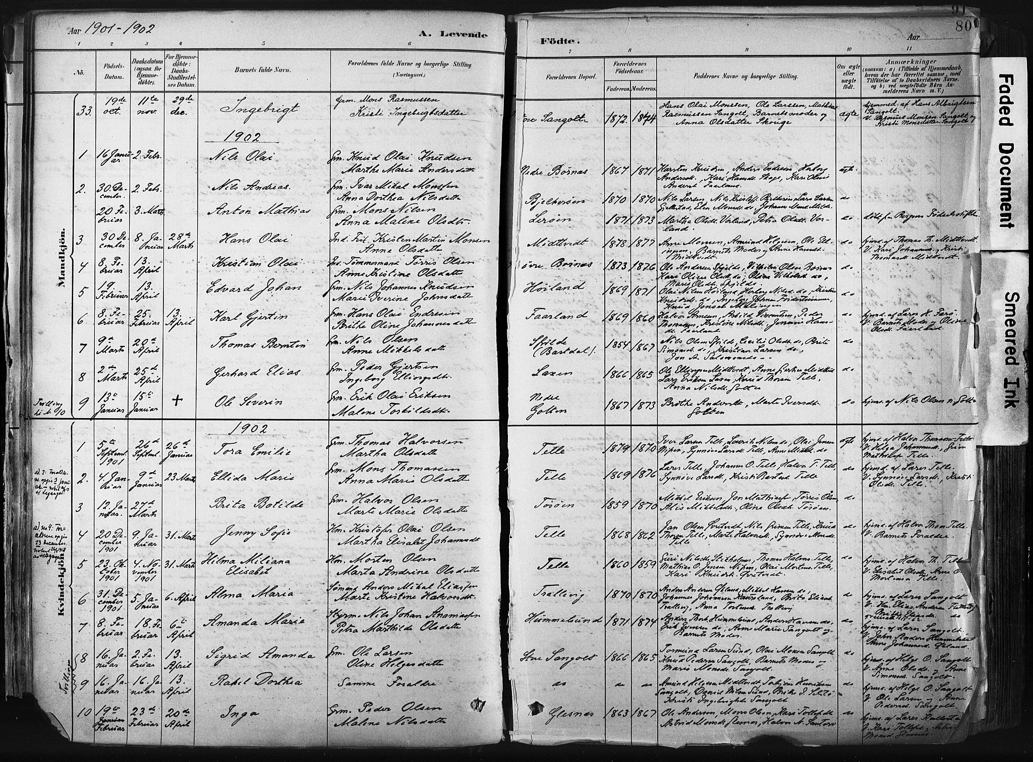 Sund sokneprestembete, AV/SAB-A-99930: Parish register (official) no. B 1, 1882-1907, p. 80