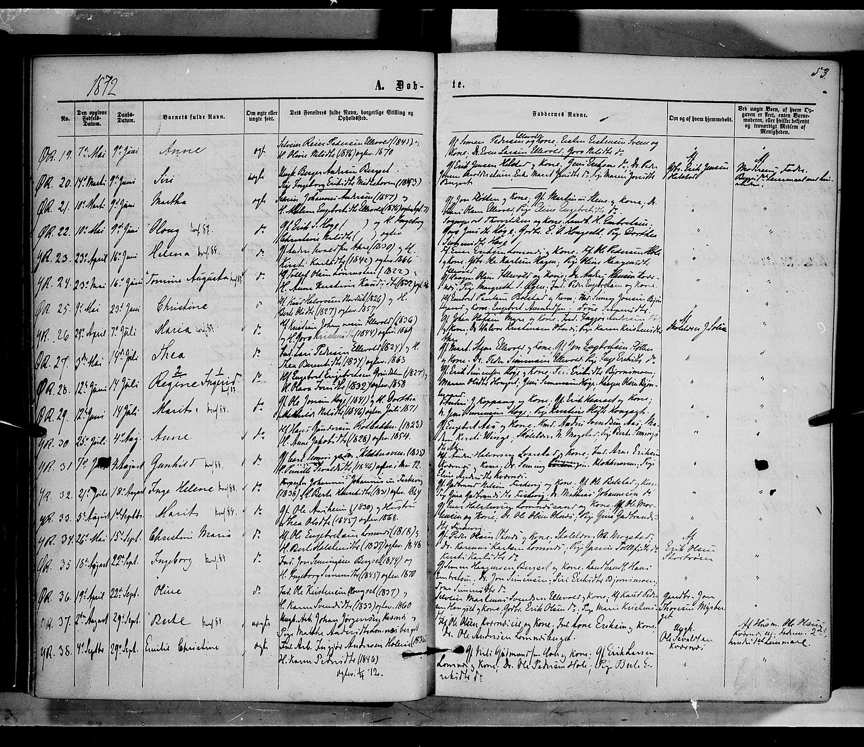 Rendalen prestekontor, AV/SAH-PREST-054/H/Ha/Haa/L0006: Parish register (official) no. 6, 1867-1877, p. 53