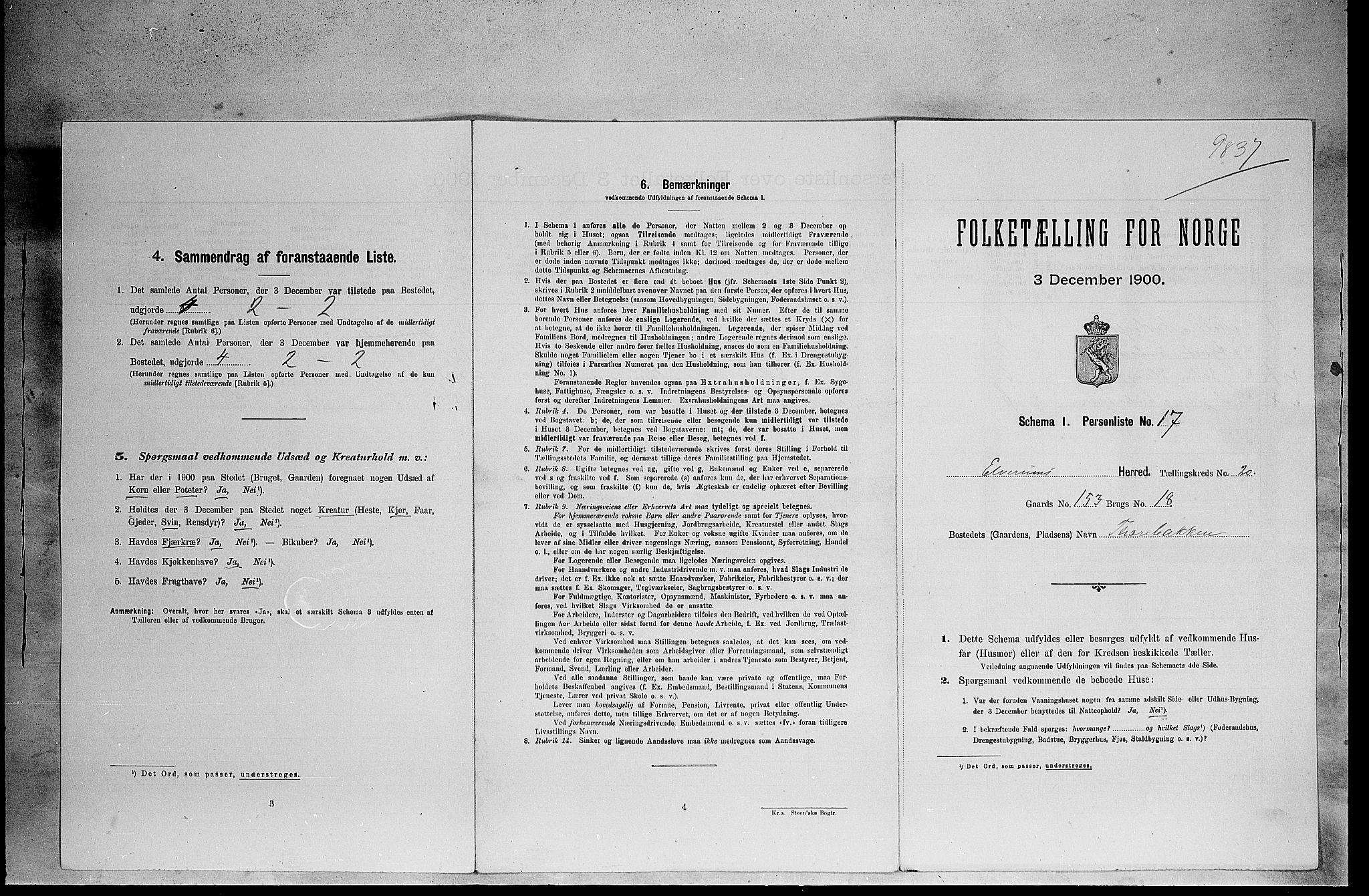 SAH, 1900 census for Elverum, 1900, p. 2630