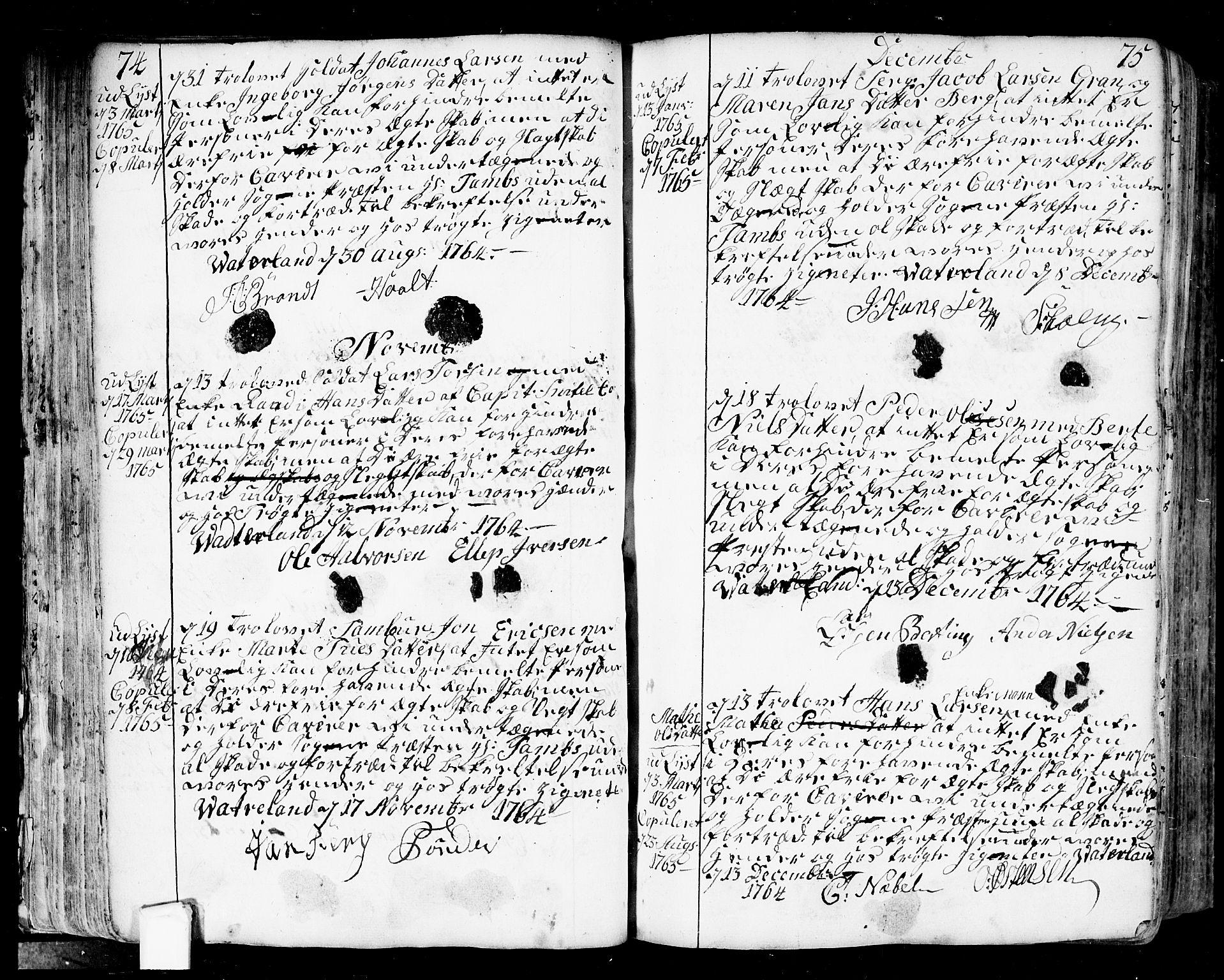 Fredrikstad prestekontor Kirkebøker, AV/SAO-A-11082/F/Fa/L0002: Parish register (official) no. 2, 1750-1804, p. 74-75