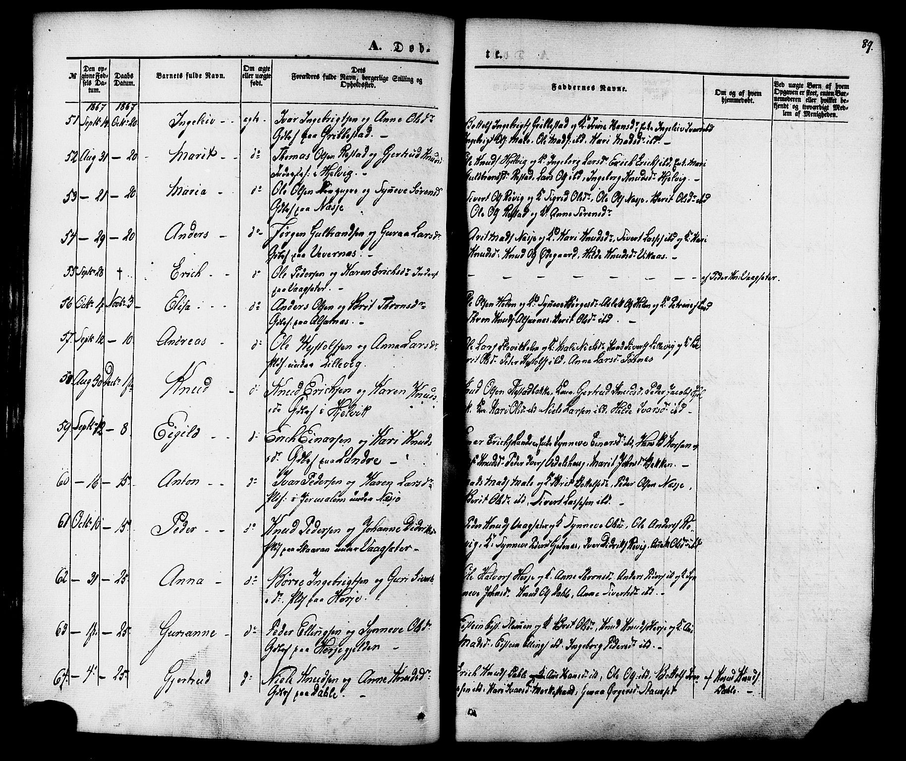 Ministerialprotokoller, klokkerbøker og fødselsregistre - Møre og Romsdal, AV/SAT-A-1454/547/L0603: Parish register (official) no. 547A05, 1846-1877, p. 89