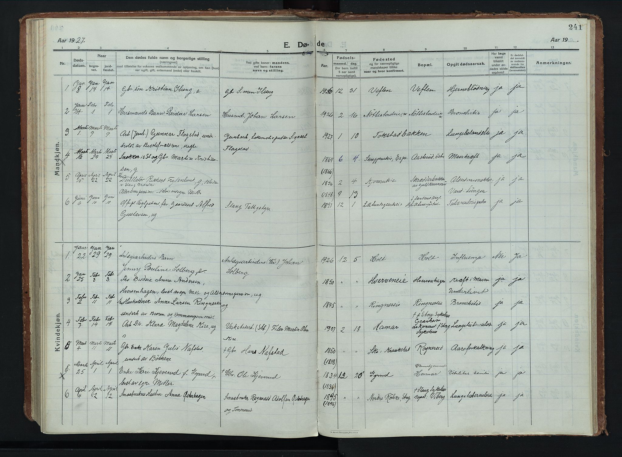 Stange prestekontor, SAH/PREST-002/K/L0028: Parish register (official) no. 28, 1913-1932, p. 241