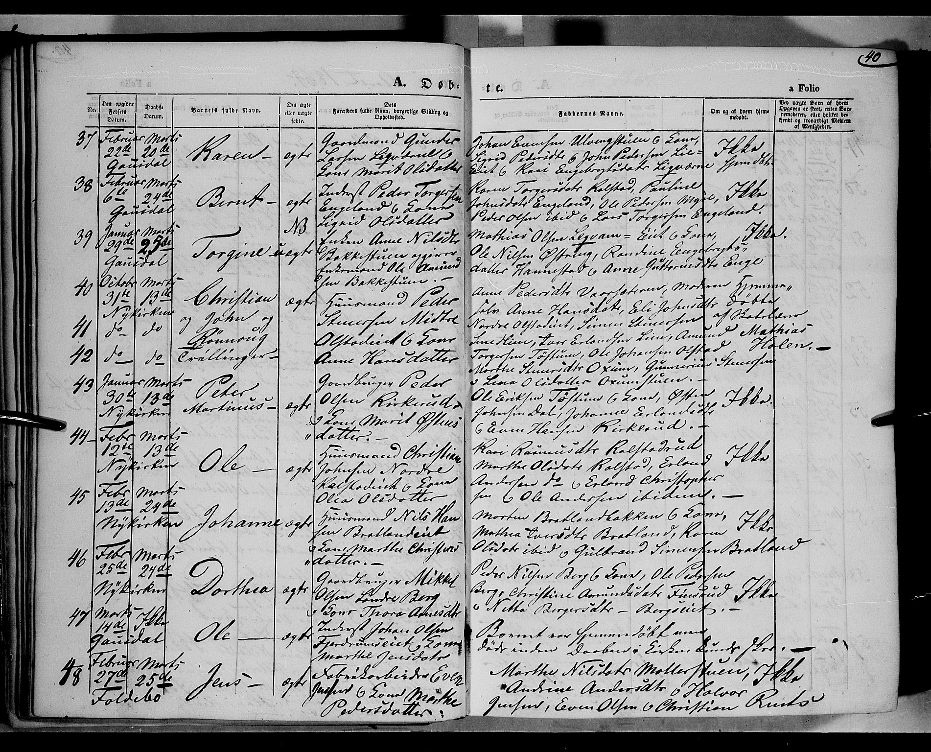 Gausdal prestekontor, AV/SAH-PREST-090/H/Ha/Haa/L0009: Parish register (official) no. 9, 1862-1873, p. 40