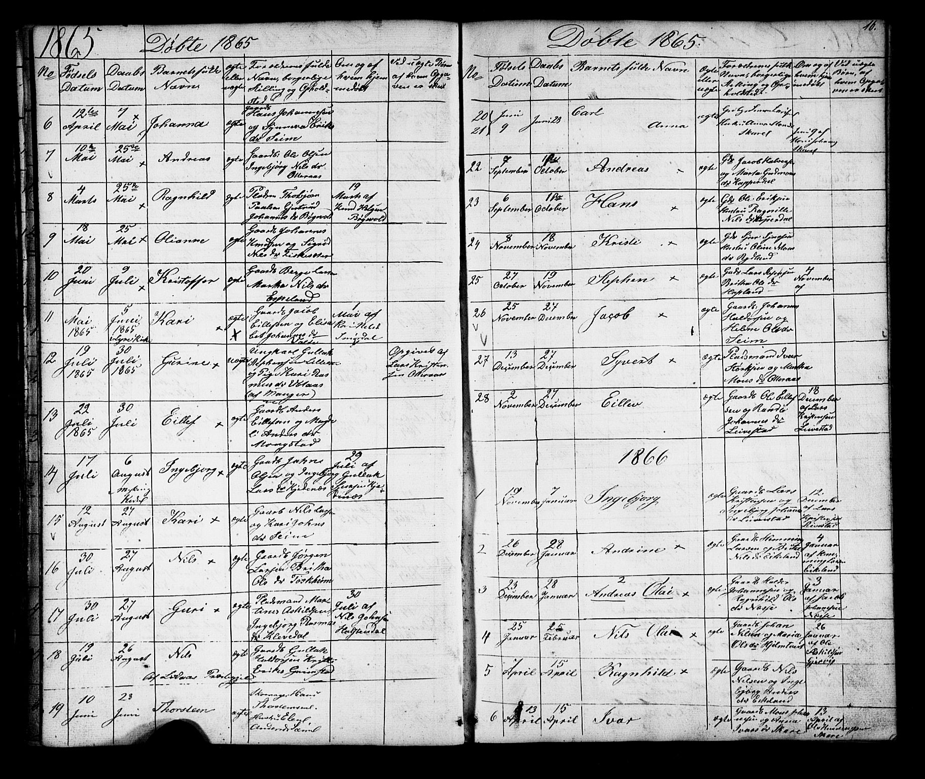 Alversund Sokneprestembete, SAB/A-73901/H/Ha/Hab: Parish register (copy) no. D 2, 1851-1889, p. 16