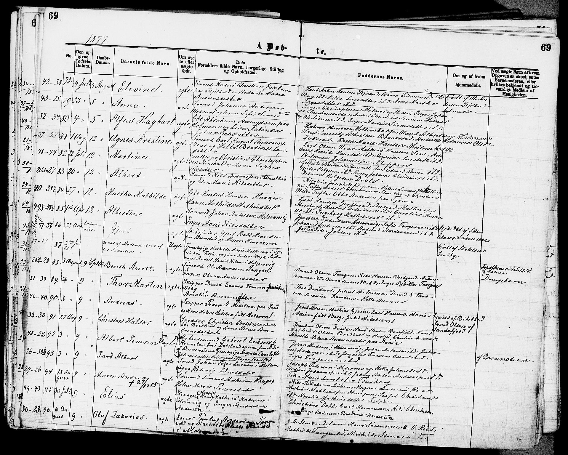 Stokke kirkebøker, AV/SAKO-A-320/F/Fa/L0009: Parish register (official) no. I 9, 1872-1883, p. 69
