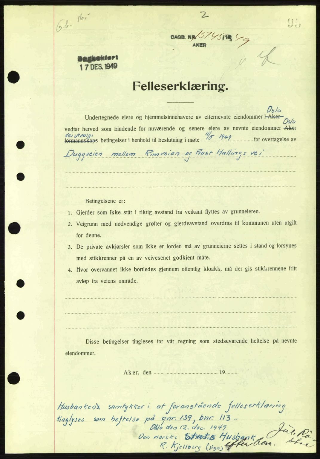 Oslo byskriverembete, AV/SAO-A-10227/G/Gb/Gbd/Gbda/L0017: Mortgage book no. A215, 1949-1950, Diary no: : 15145/1949