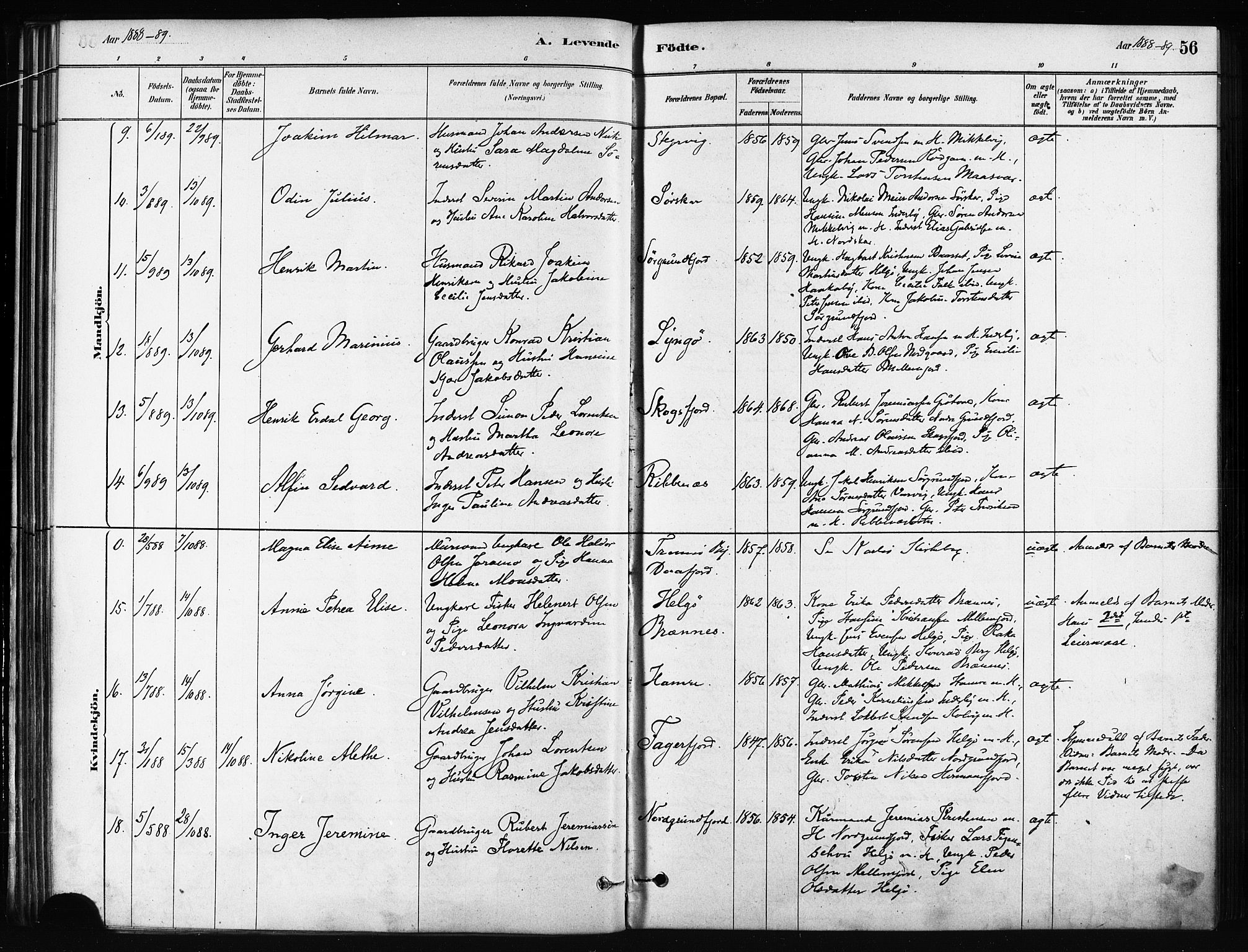 Karlsøy sokneprestembete, SATØ/S-1299/H/Ha/Haa/L0011kirke: Parish register (official) no. 11, 1879-1892, p. 56