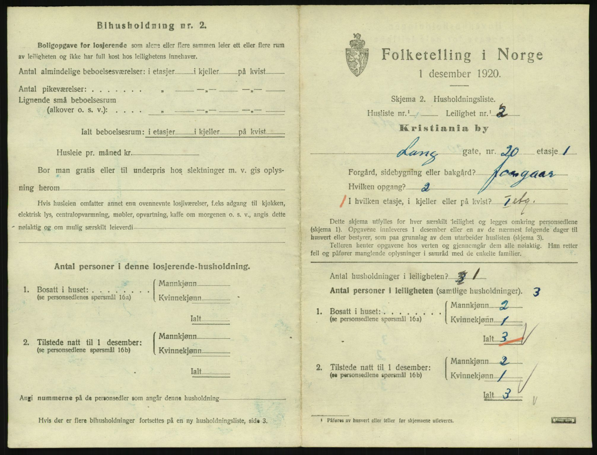 SAO, 1920 census for Kristiania, 1920, p. 57582