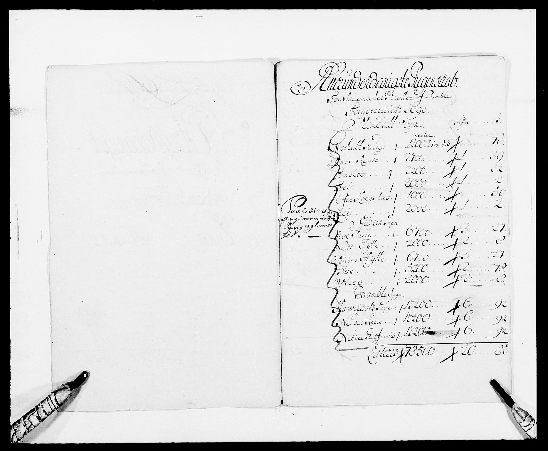 Rentekammeret inntil 1814, Reviderte regnskaper, Fogderegnskap, RA/EA-4092/R34/L2051: Fogderegnskap Bamble, 1688-1691, p. 76
