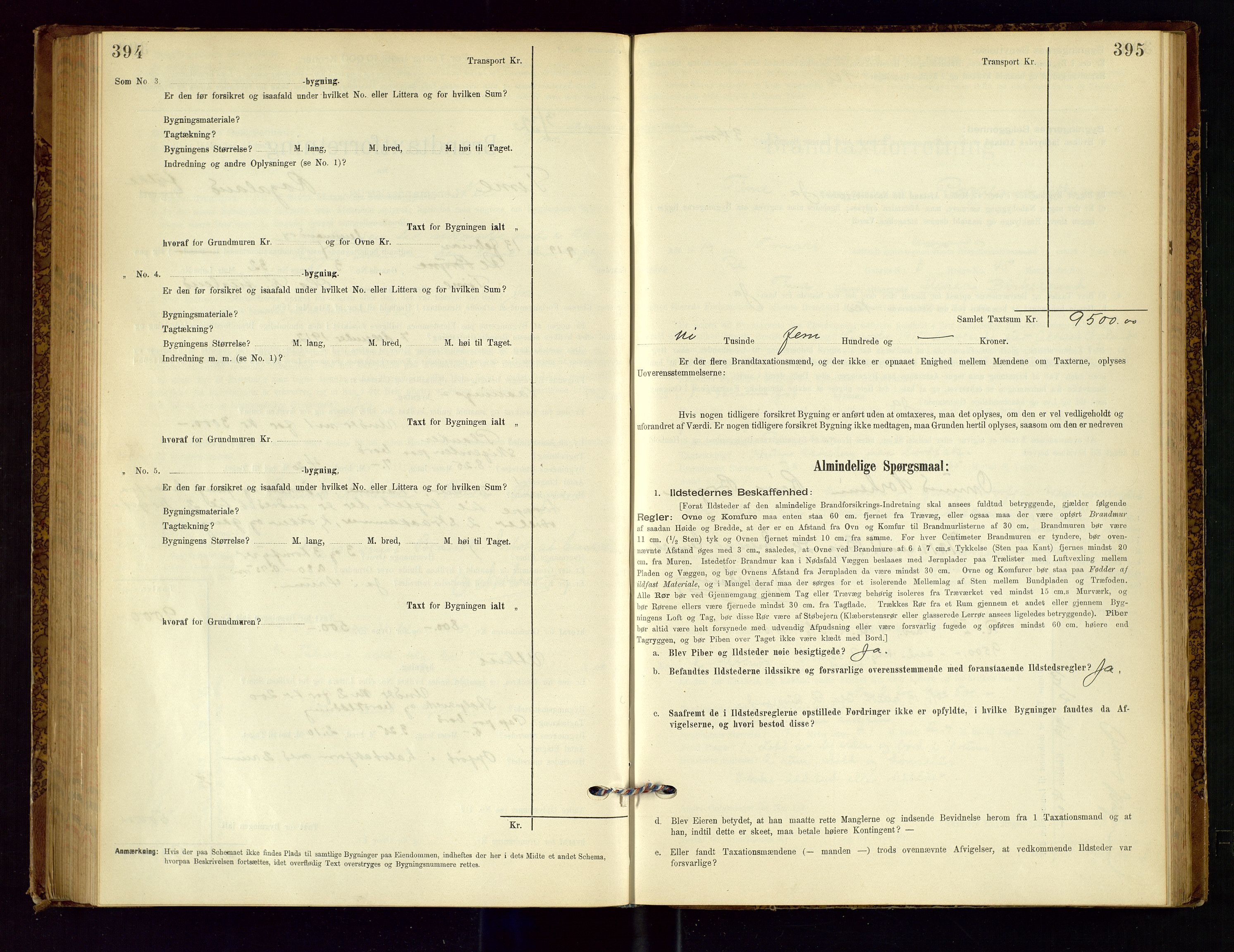 Time lensmannskontor, SAST/A-100420/Gob/L0001: Branntakstprotokoll, 1896-1914, p. 394-395