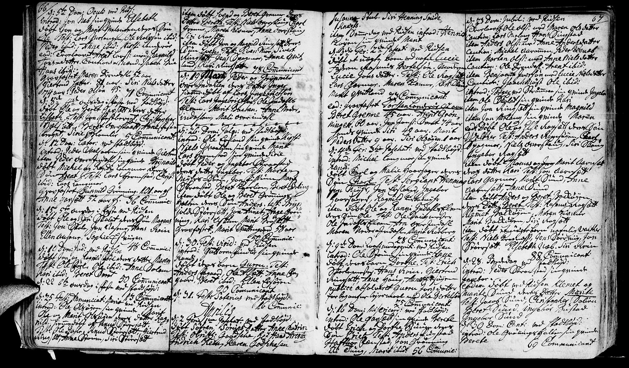 Ministerialprotokoller, klokkerbøker og fødselsregistre - Sør-Trøndelag, SAT/A-1456/646/L0604: Parish register (official) no. 646A02, 1735-1750, p. 66-67